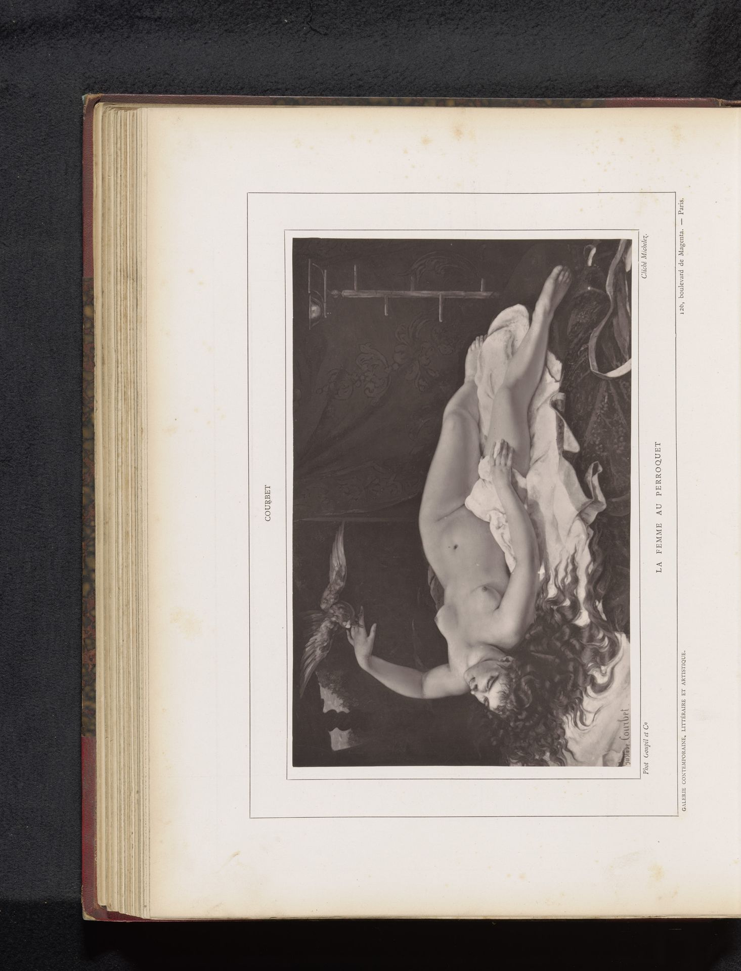 Reproductie van Vrouw met een papegaai door Gustave Courbet by Charles Michelez