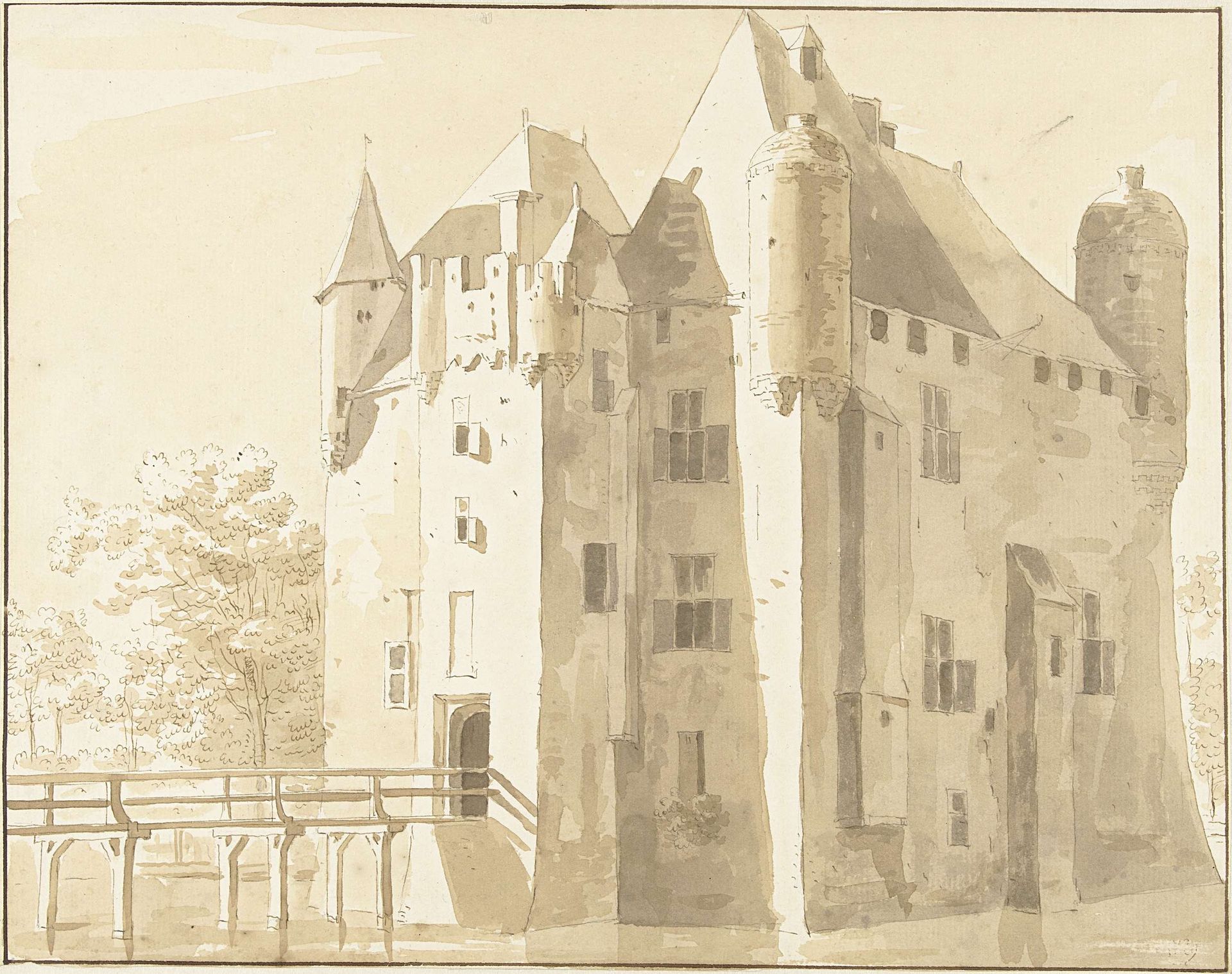 Kasteel Frissestein te Herwijnen, achterzijde by Cornelis Pronk