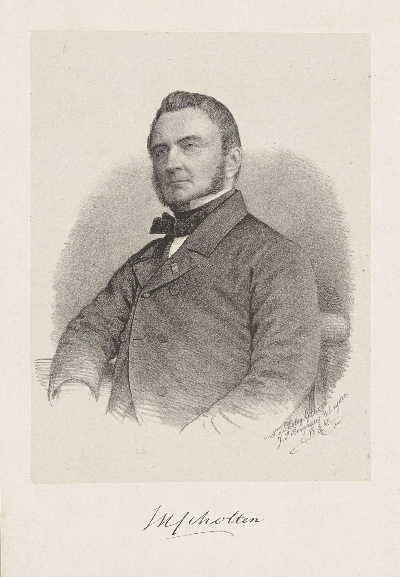 Portret van Johannes Henricus Scholten by Johann Peter Berghaus