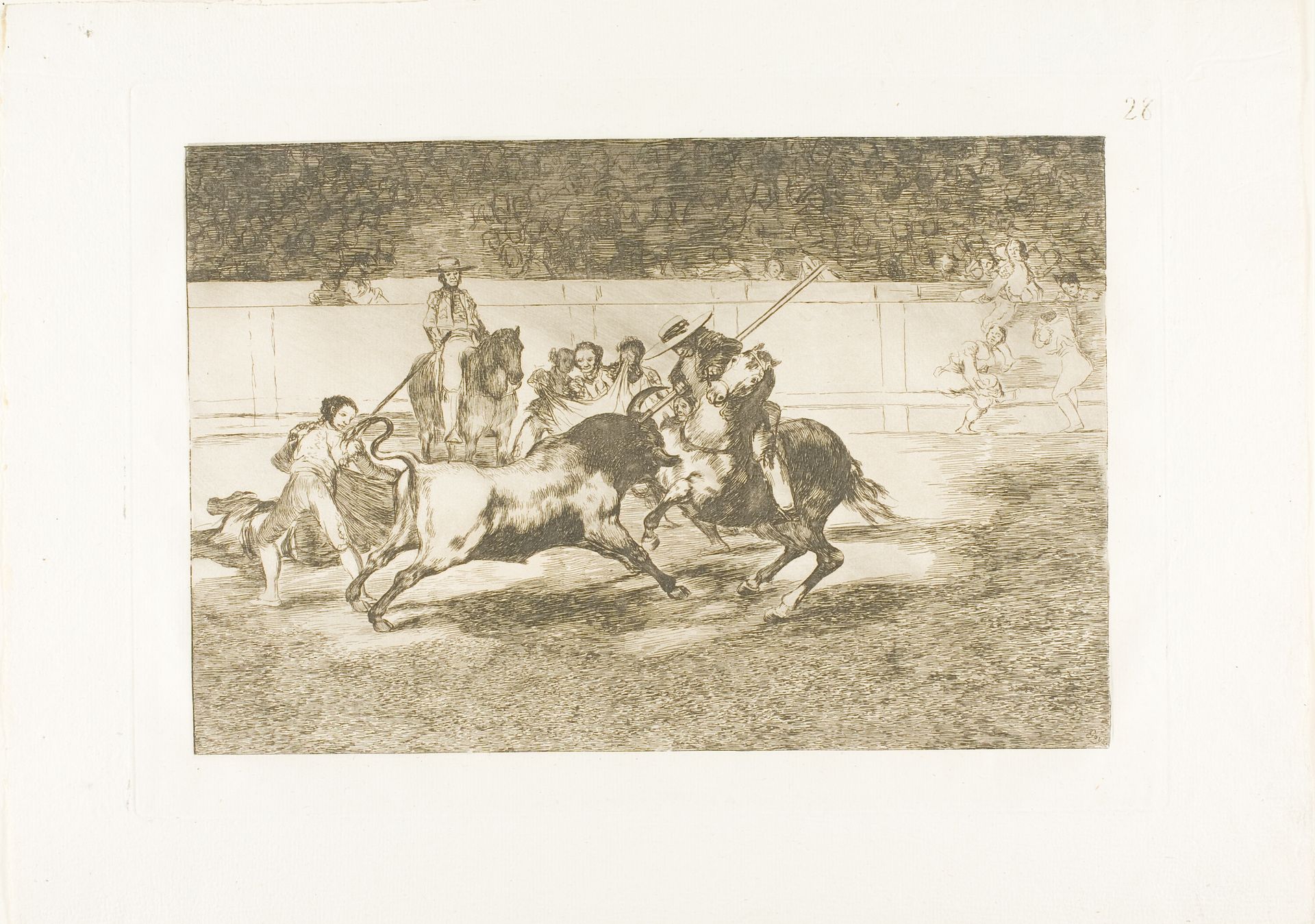 The Forceful Rendón Stabs a Bull with the Pique, from which Pass He Died in the Ring at Madrid, plate 28 from The Art of Bullfighting by Francisco de Goya