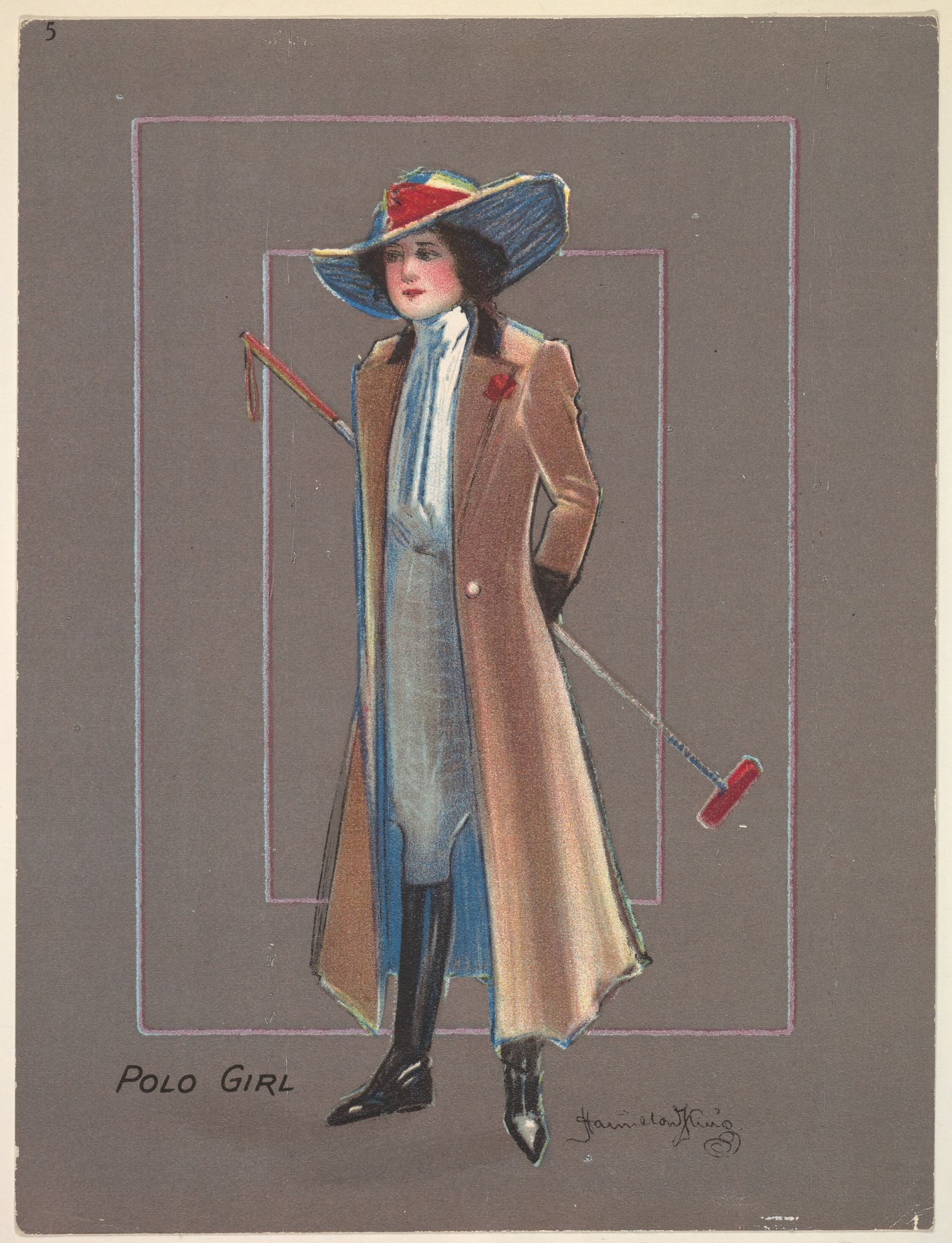 Polo Girl, from the series "Hamilton King Girls" (T7, Type 6), issued by Turkish Trophies Cigarettes by Hamilton King