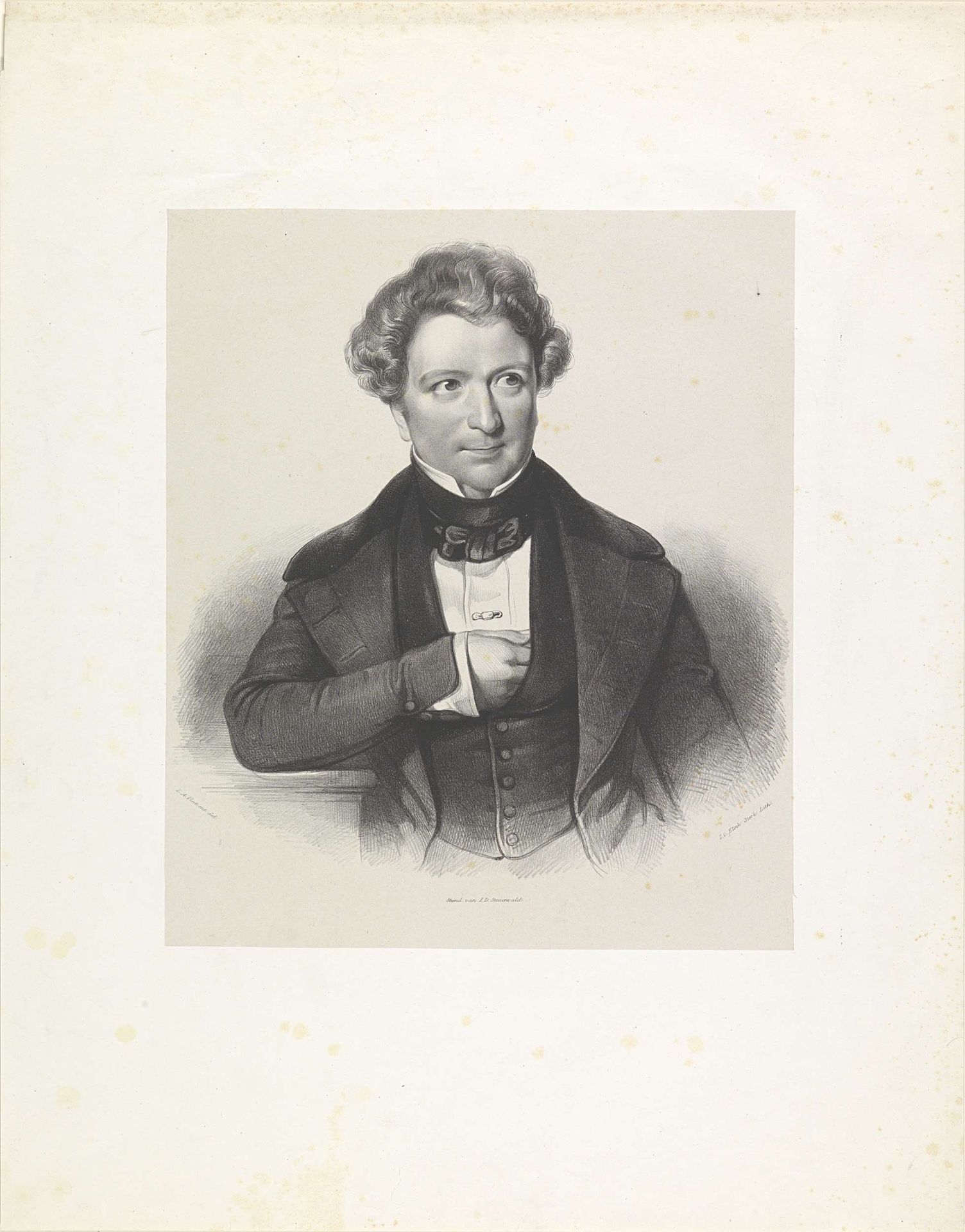 Portret van een onbekende man met zijn hand in zijn vest by Isaac Cornelis Elink Sterk