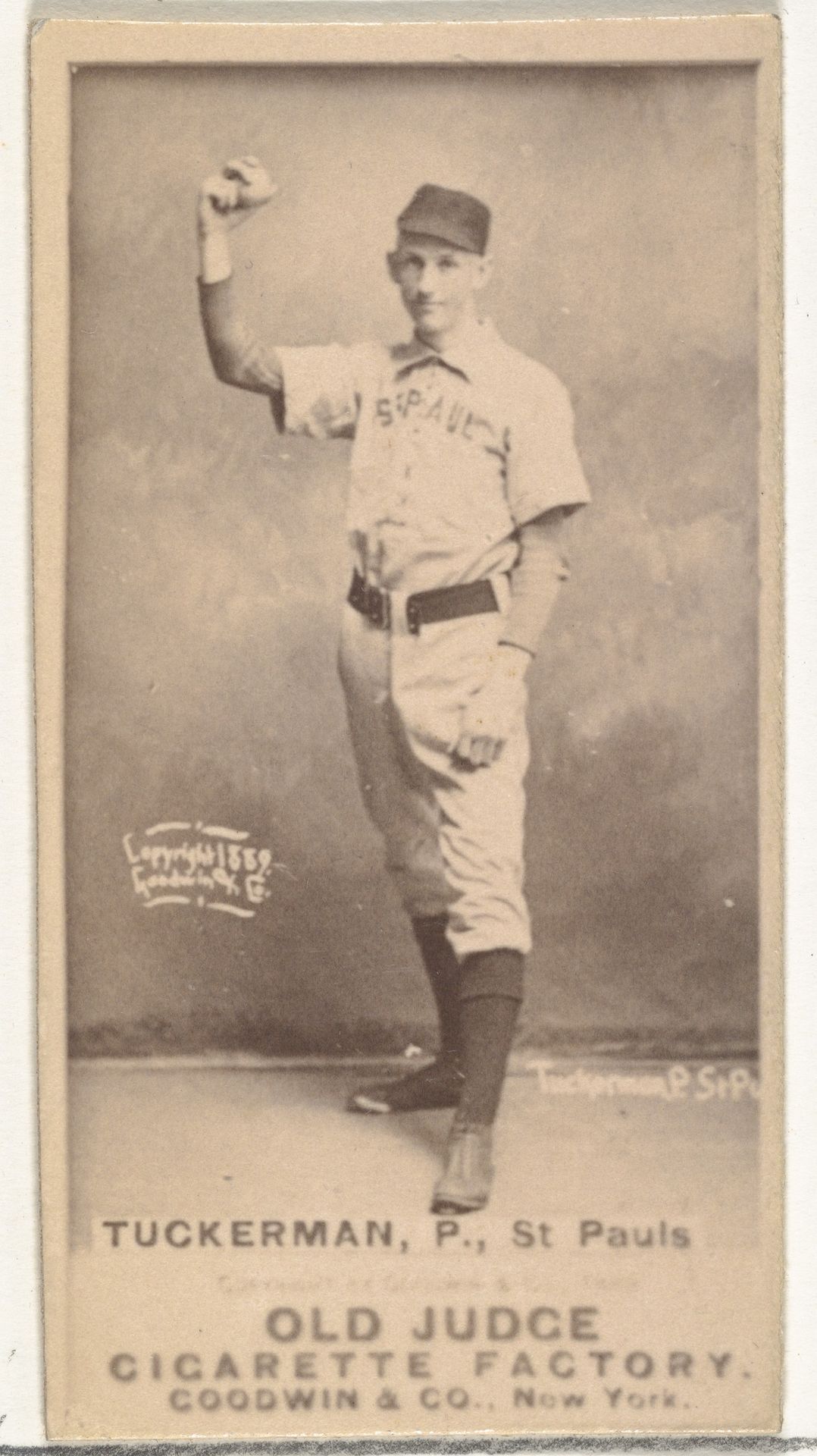 William H. Tuckerman, Pitcher, St. Paul Apostles, from the Old Judge series (N172) for Old Judge Cigarettes by Goodwin & Company