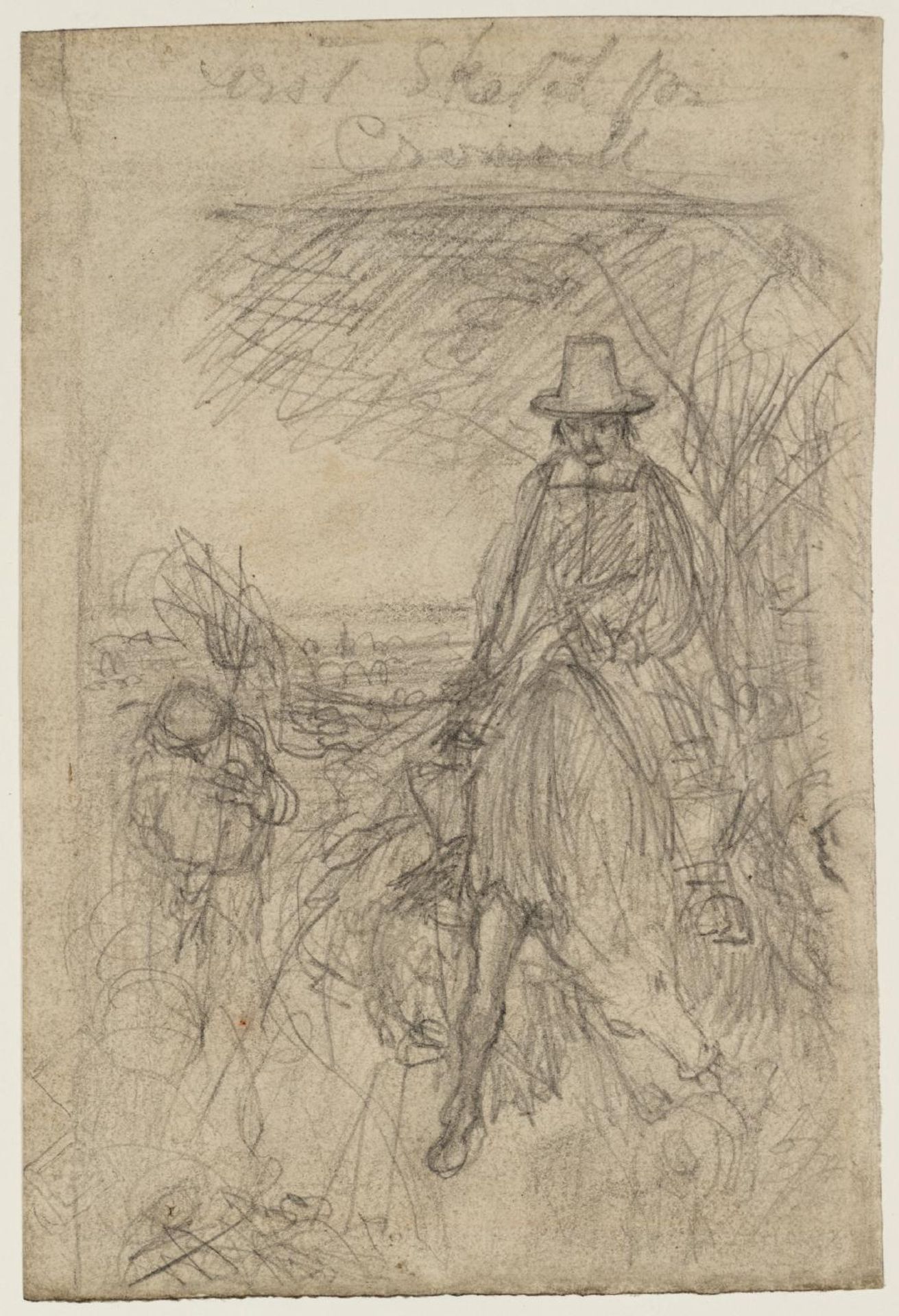 Sketch for ‘Cromwell on his Farm’ by Ford Madox Brown