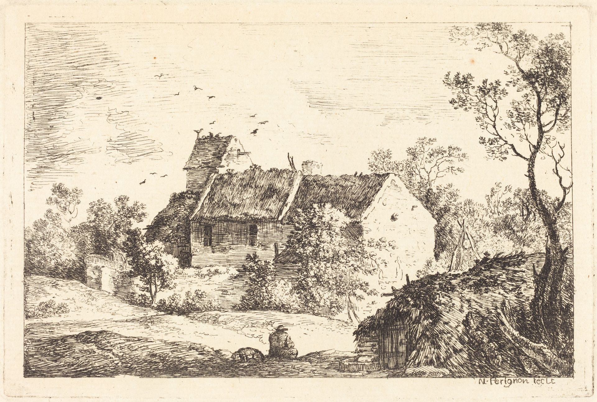 House with a Dovecote in a Rolling Landscape by Nicolas Pérignon