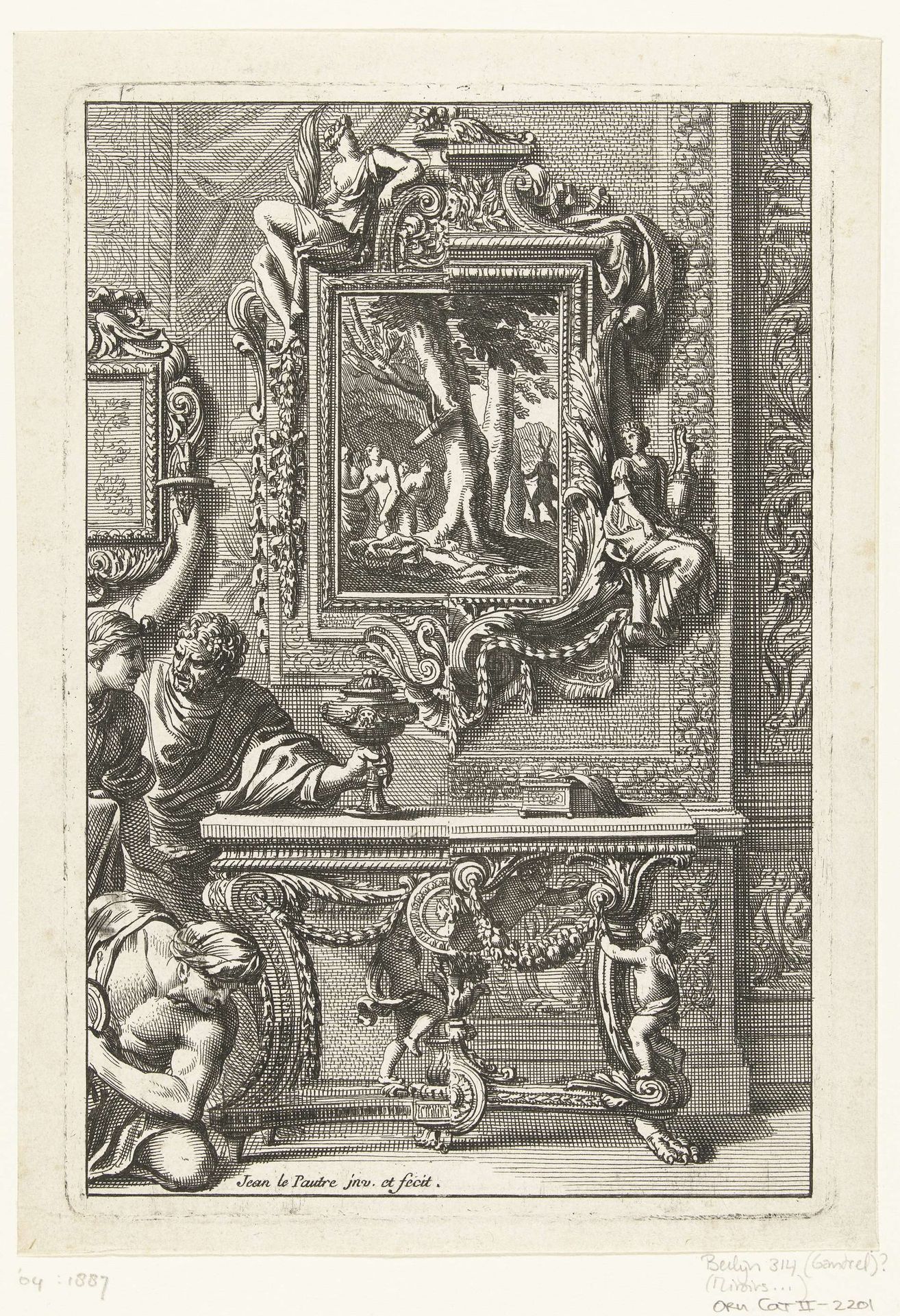 Rechthoekige spiegel met Diana en Acteon by Jean Lepautre