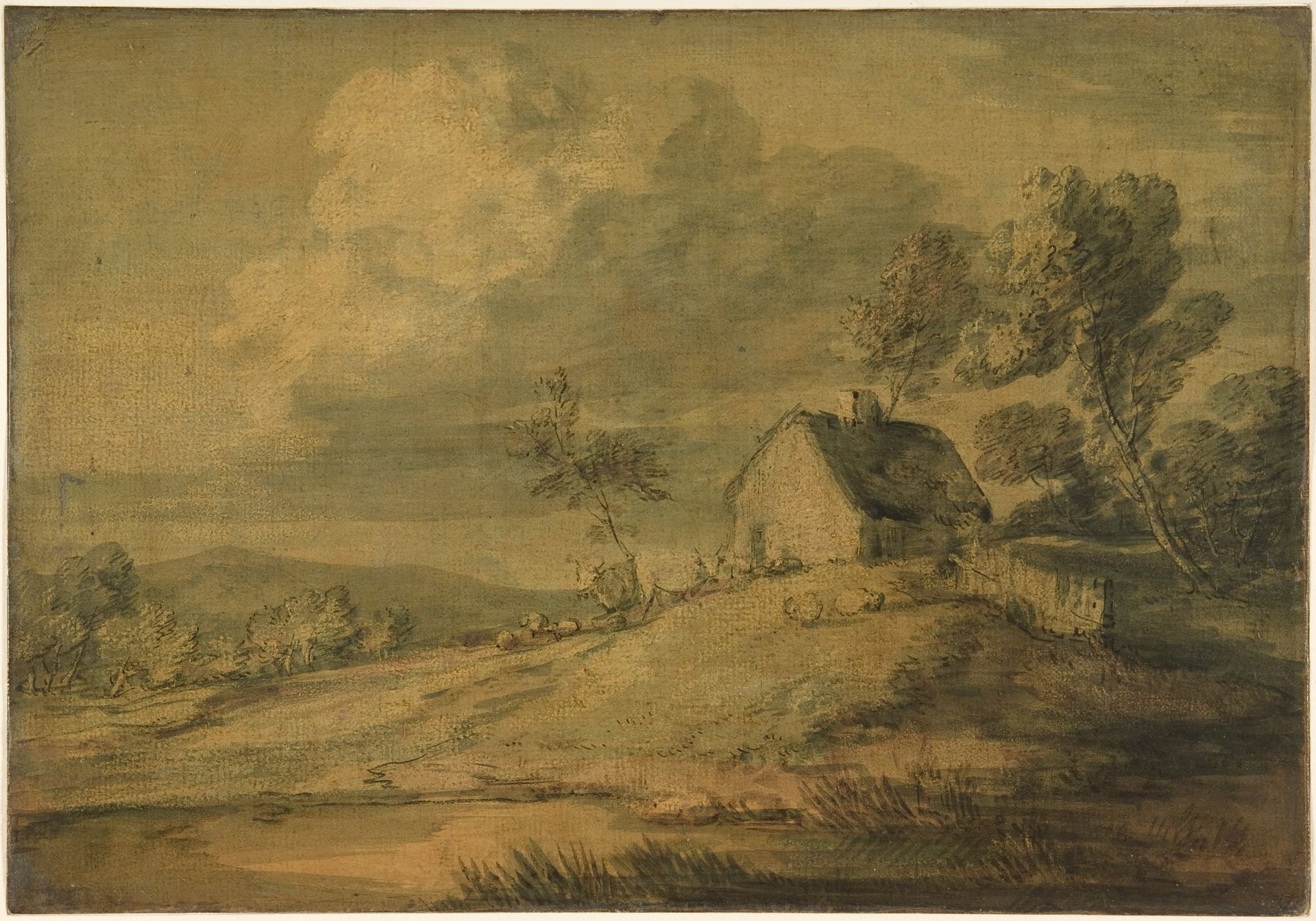 Wooded Landscape with Cottage, Cows and Sheep by Thomas Gainsborough