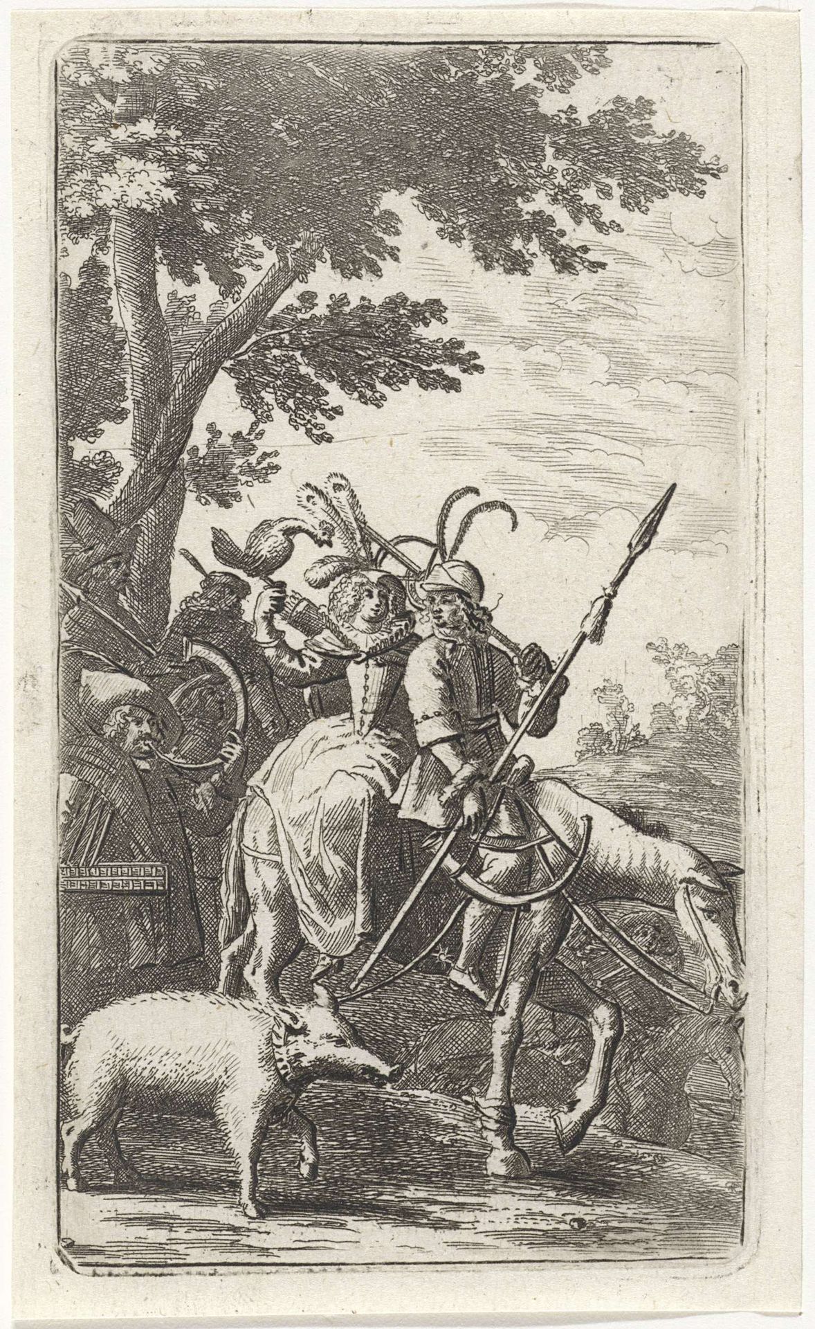 Jagend gezelschap by Abraham Dircksz. Santvoort