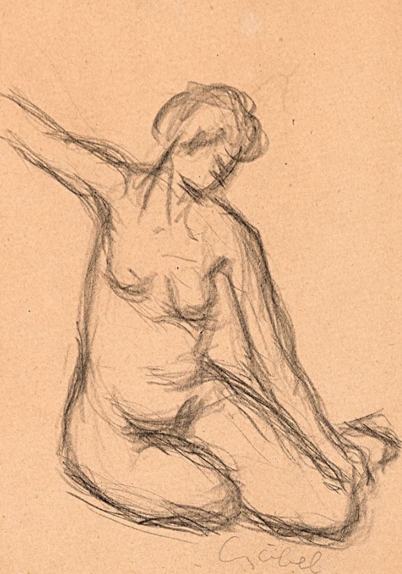 Czóbel Béla Ülő Akt Ceruza, Papír, 29x20.cm by Bela Czobel