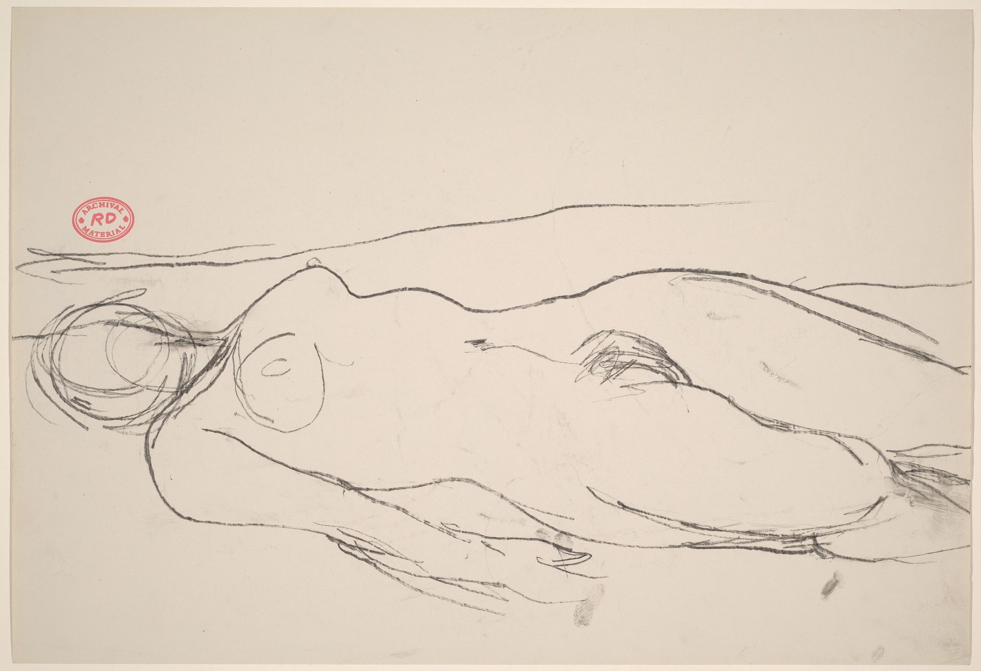 Untitled [female nude lying flat on back] by Richard Diebenkorn