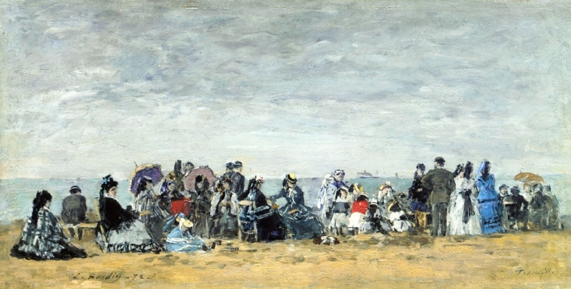 Beach Scene at Trouville by Eugène Boudin