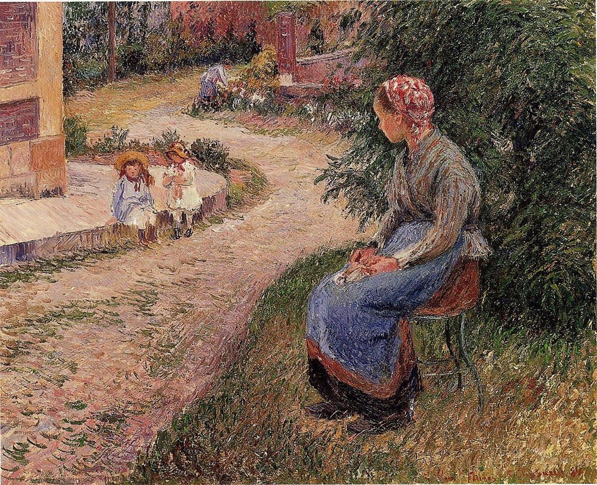 A Servant Seated in the Garden at Eragny by Camille Pissarro