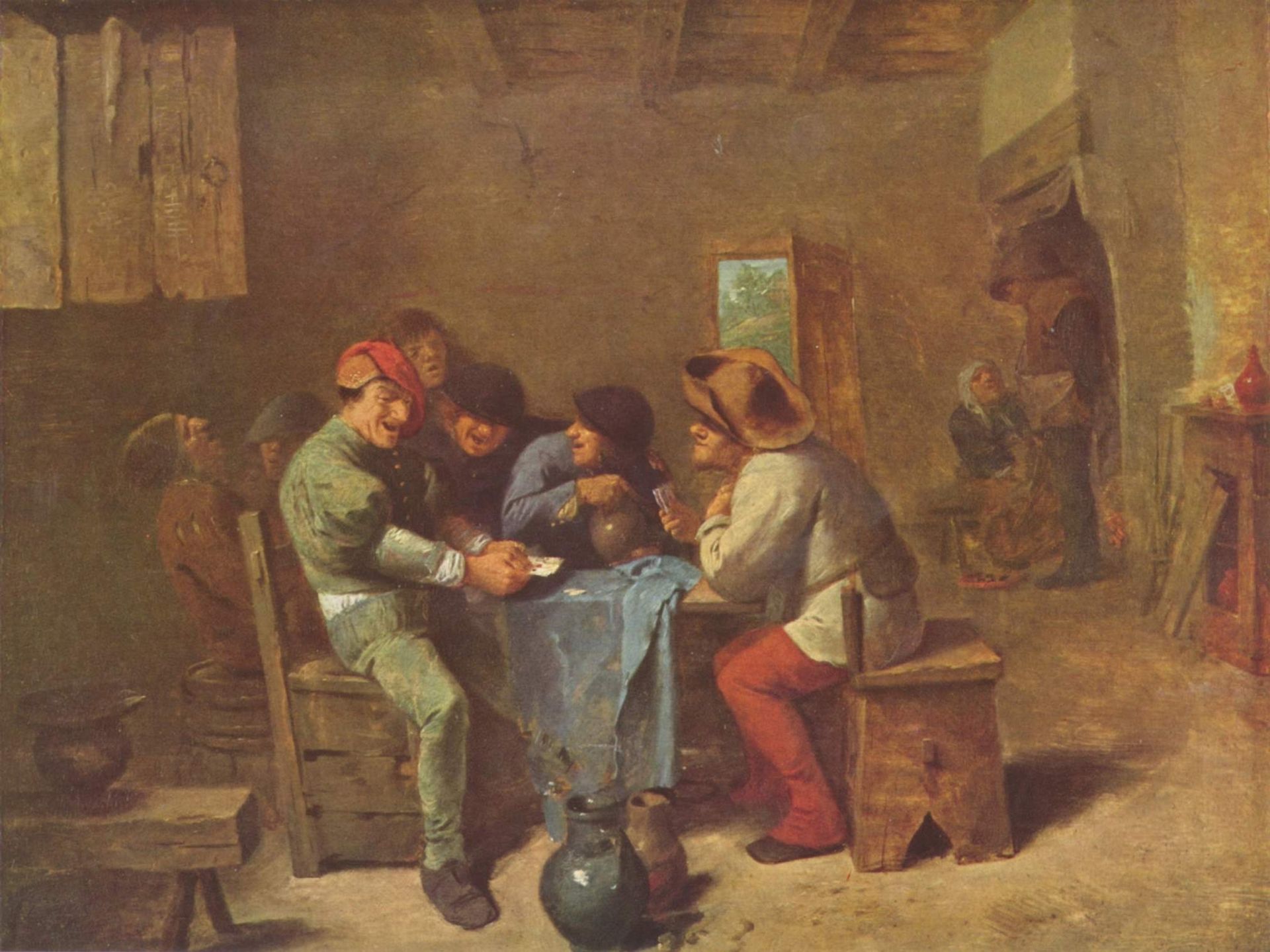 Peasants playing cards in a tavern by Adriaen Brouwer