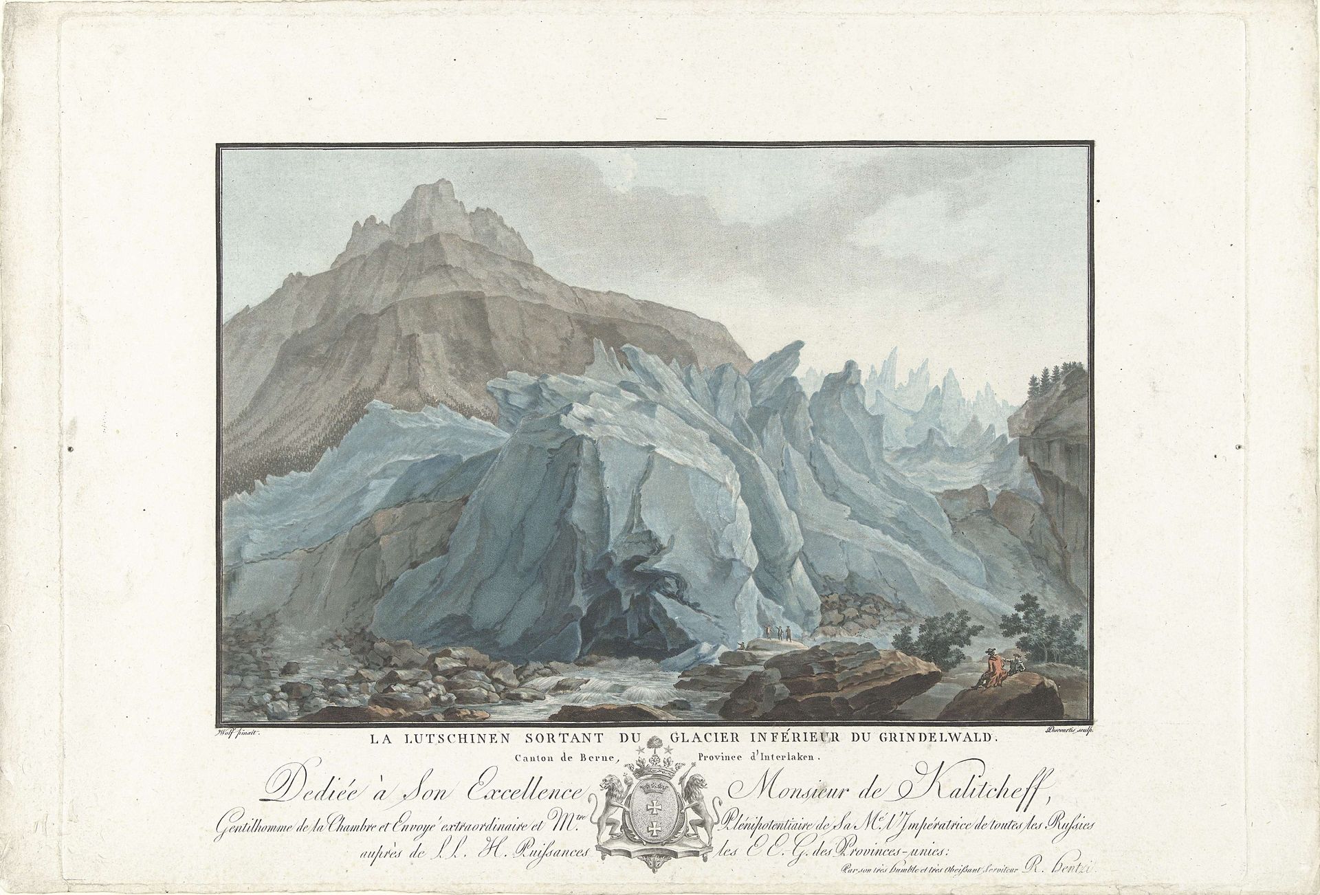 Gletsjer bij Grindelwald by Charles Melchior Descourtis