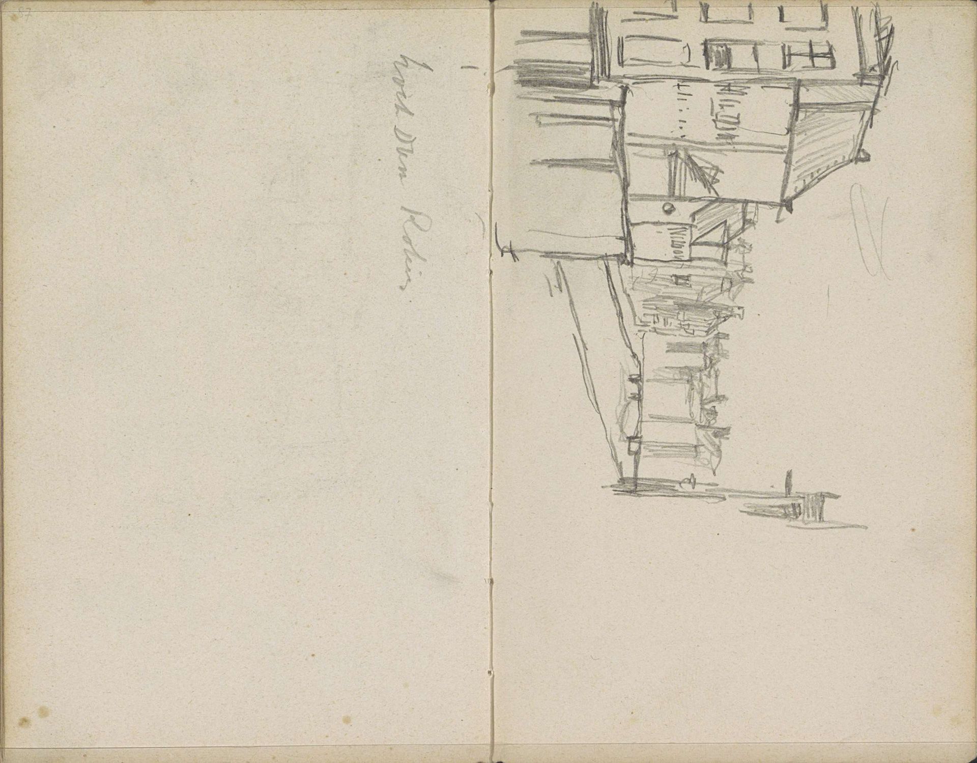 Gezicht op de huizen aan de Vijgendam en de Beursstraat (Rokin) te Amsterdam by George Hendrik Breitner