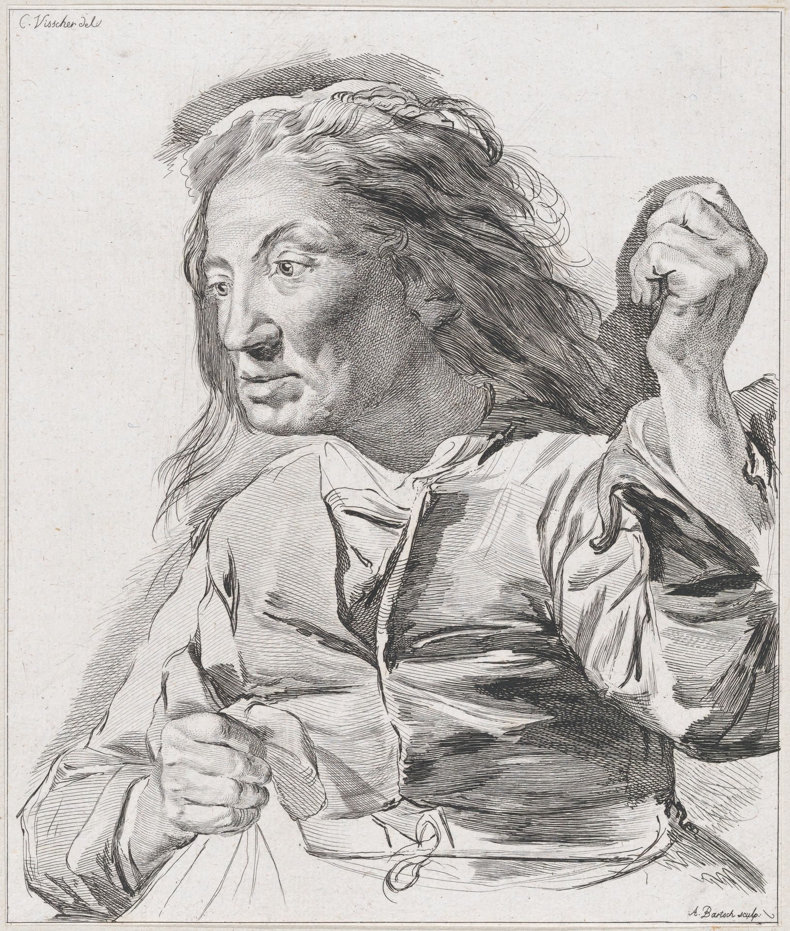 An old woman with clenched fists by Adam von Bartsch