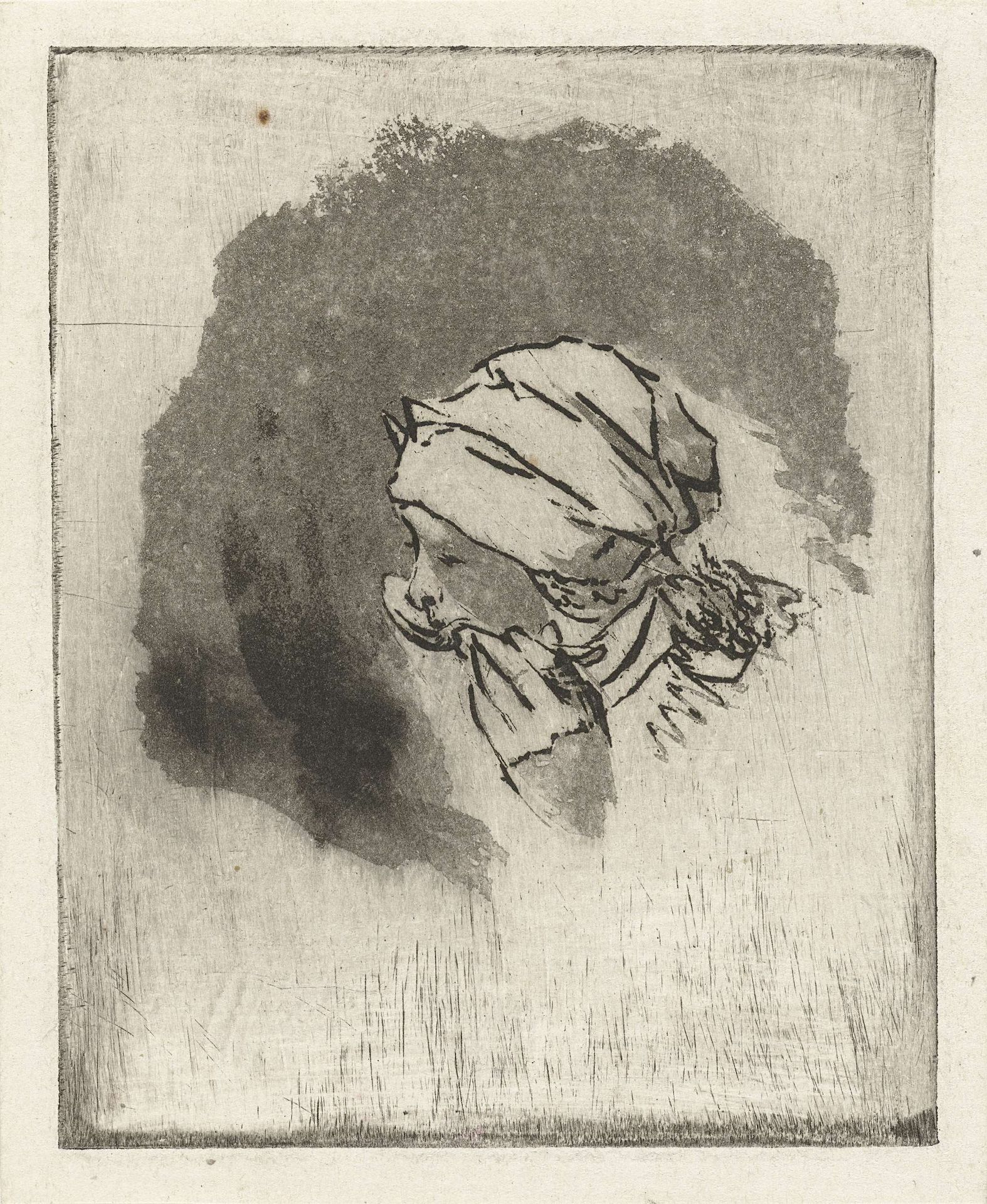 Studieblad met het hoofd van een etend meisje in profiel naar links by Louis Bernard Coclers