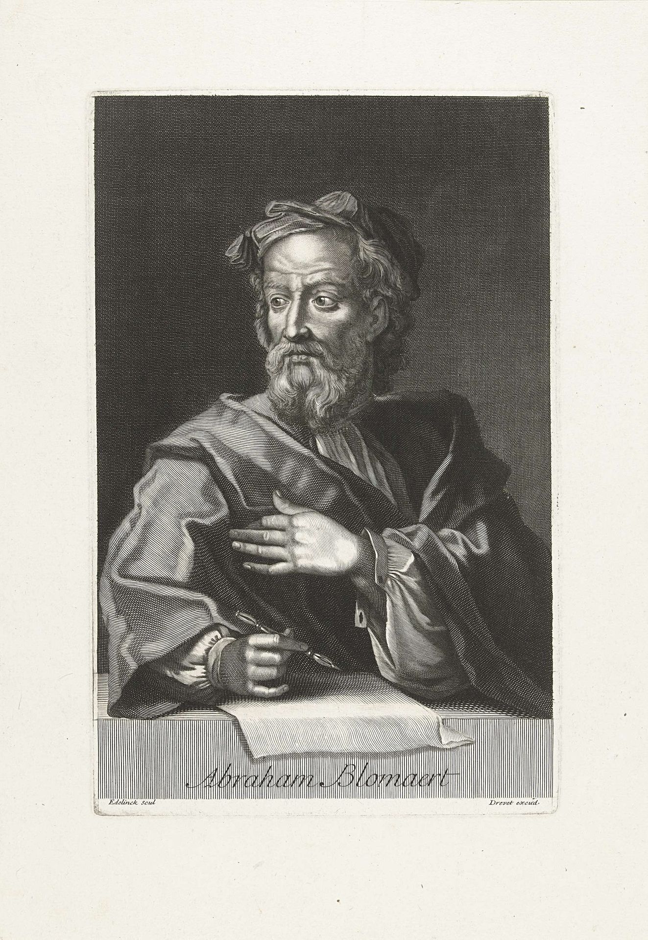 Portret van Abraham Bloemaert by Gérard Edelinck