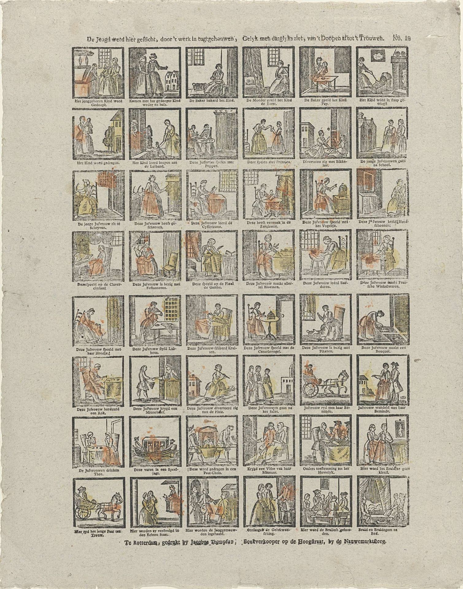 De Jeugd werd hier gesticht, door 't werk in tugtgehouwen, Gelyk men daaglijks ziet, van 't doopen af tot 't Trouwen by Jacobus Thompson