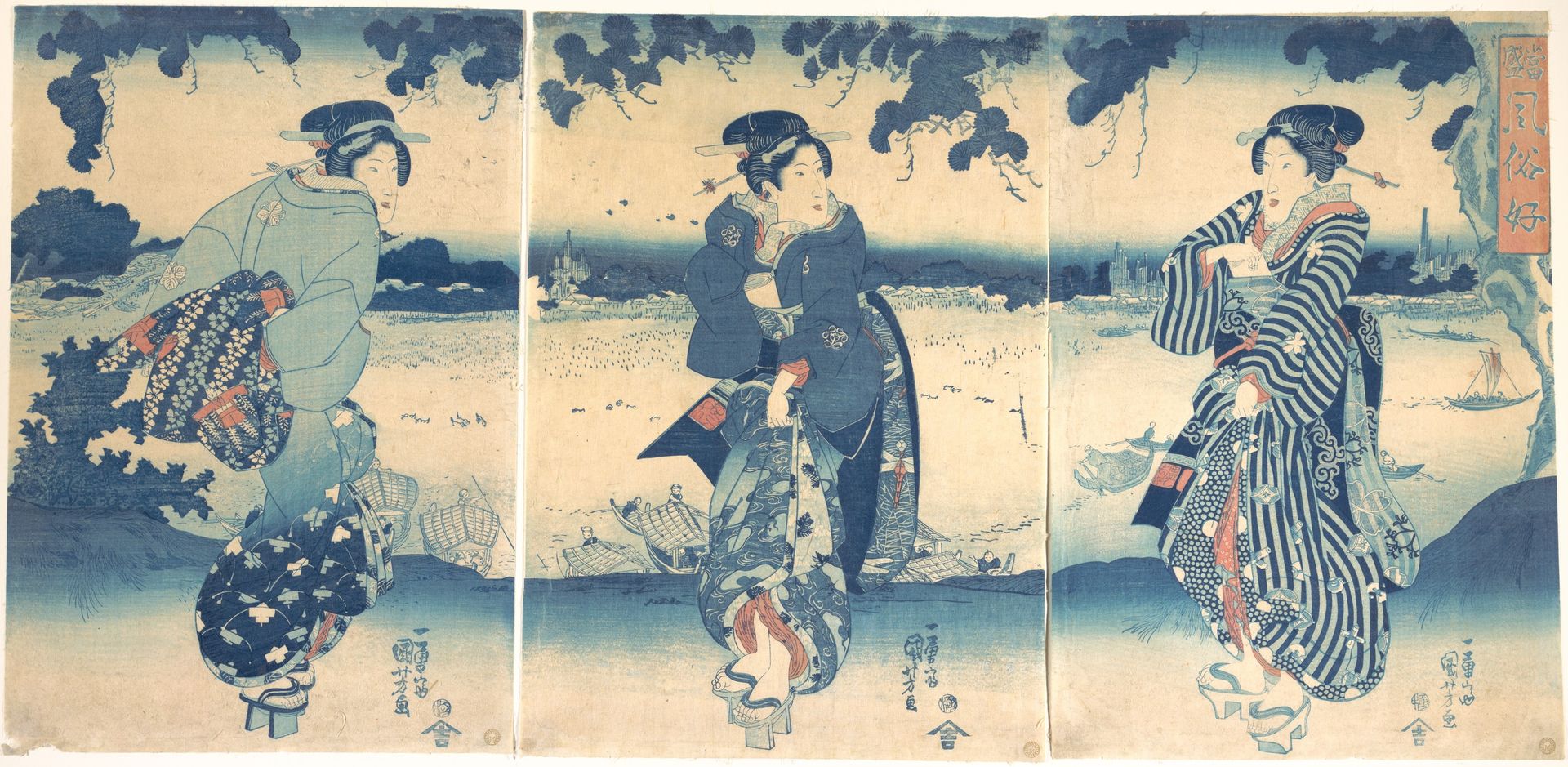 Women Near a River by Utagawa Kuniyoshi 歌川國芳