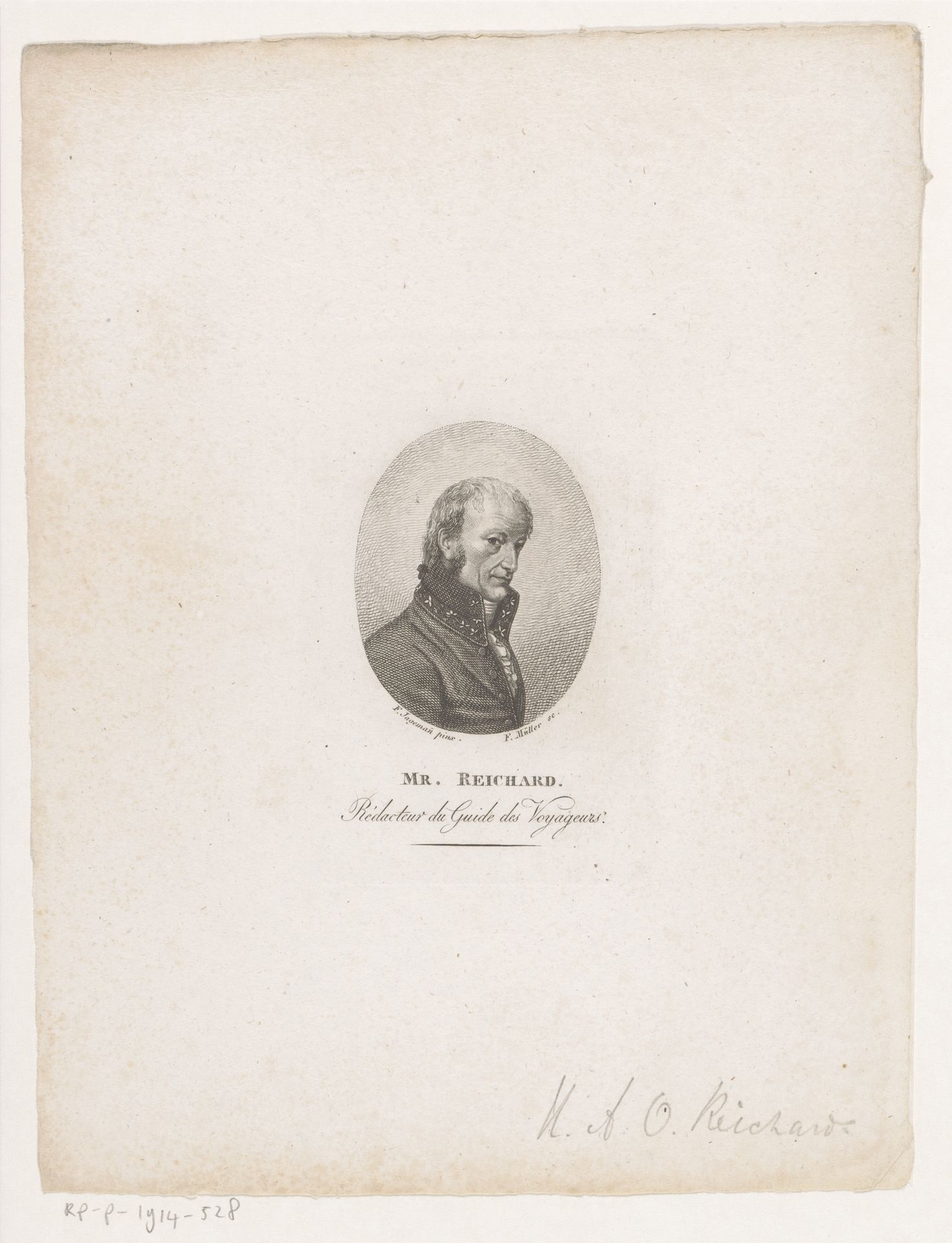 Portret van Heinrich August Ottokar Reichard by Johann Friedrich Wilhelm Müller