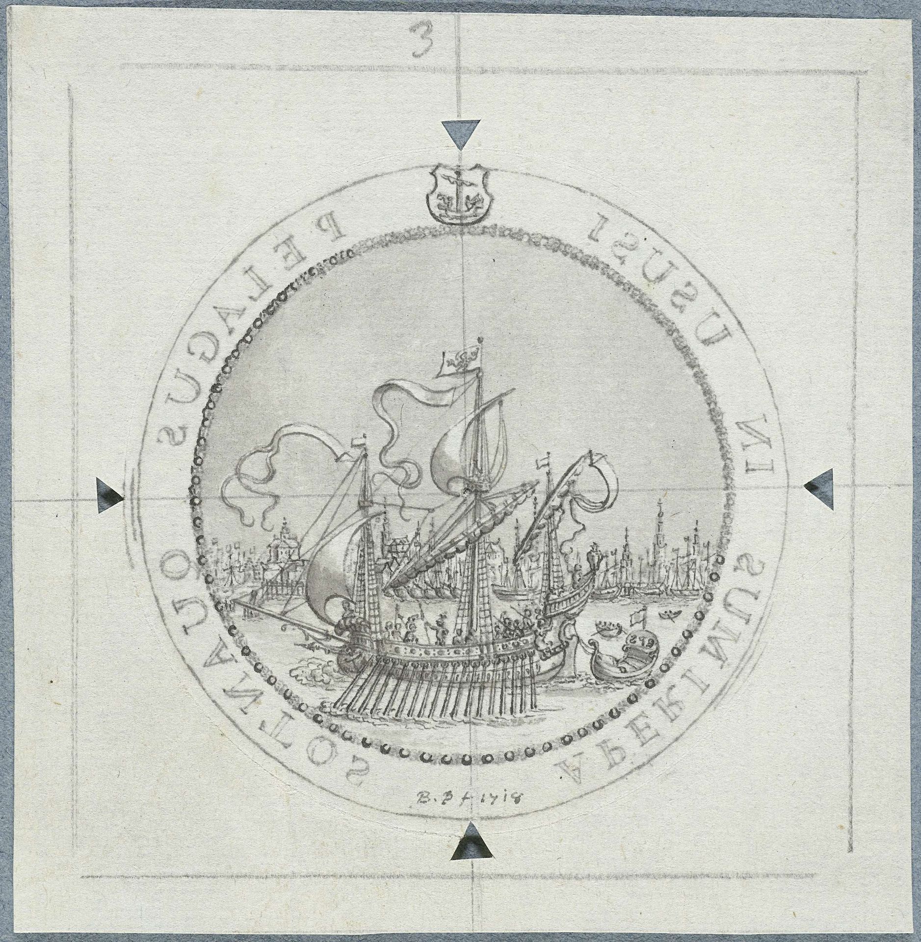 Penning op de Inwijding van het stadhuis by Bernard Picart