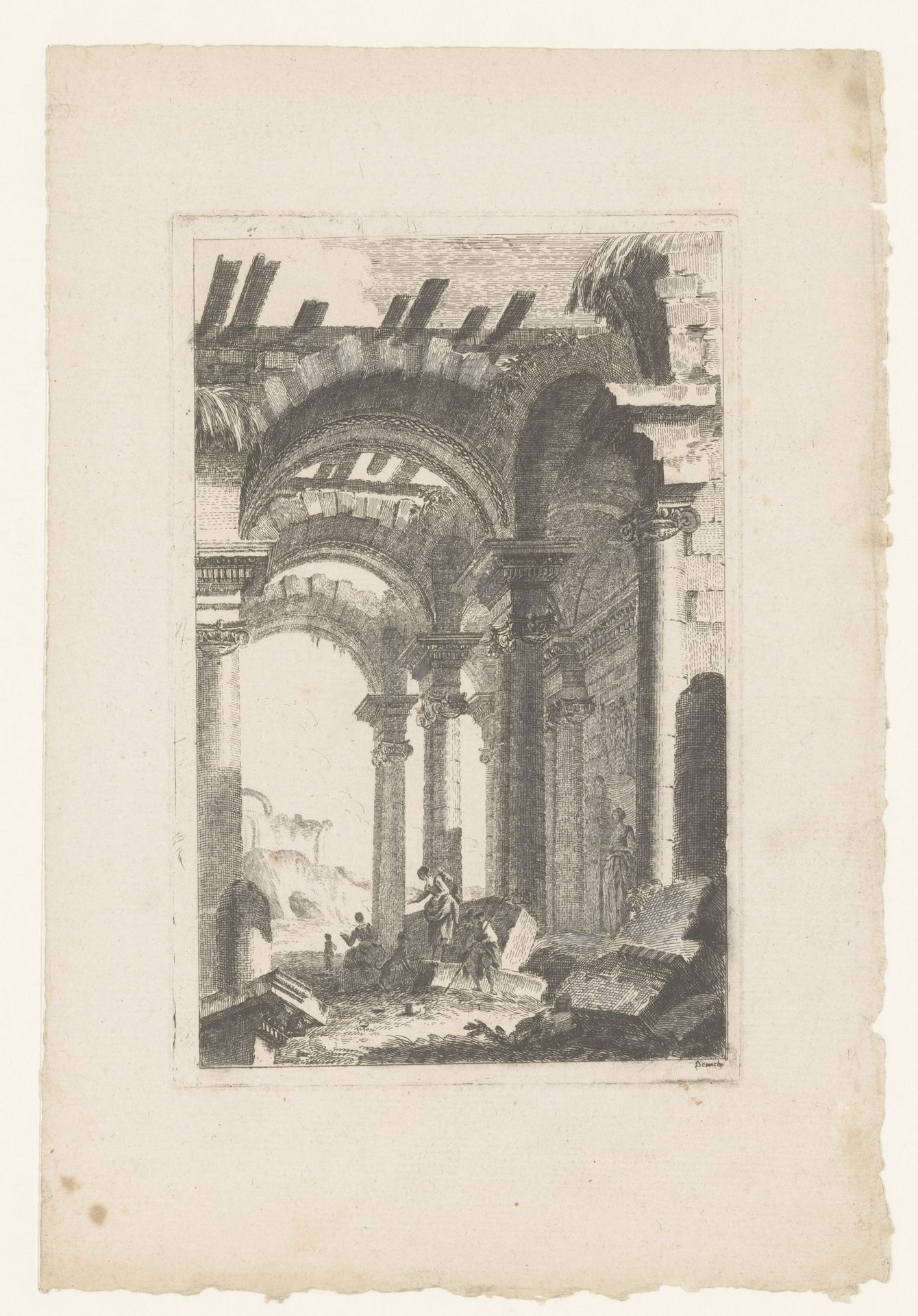 Ruïne met rustende figuren by Pierre Antoine Demachy