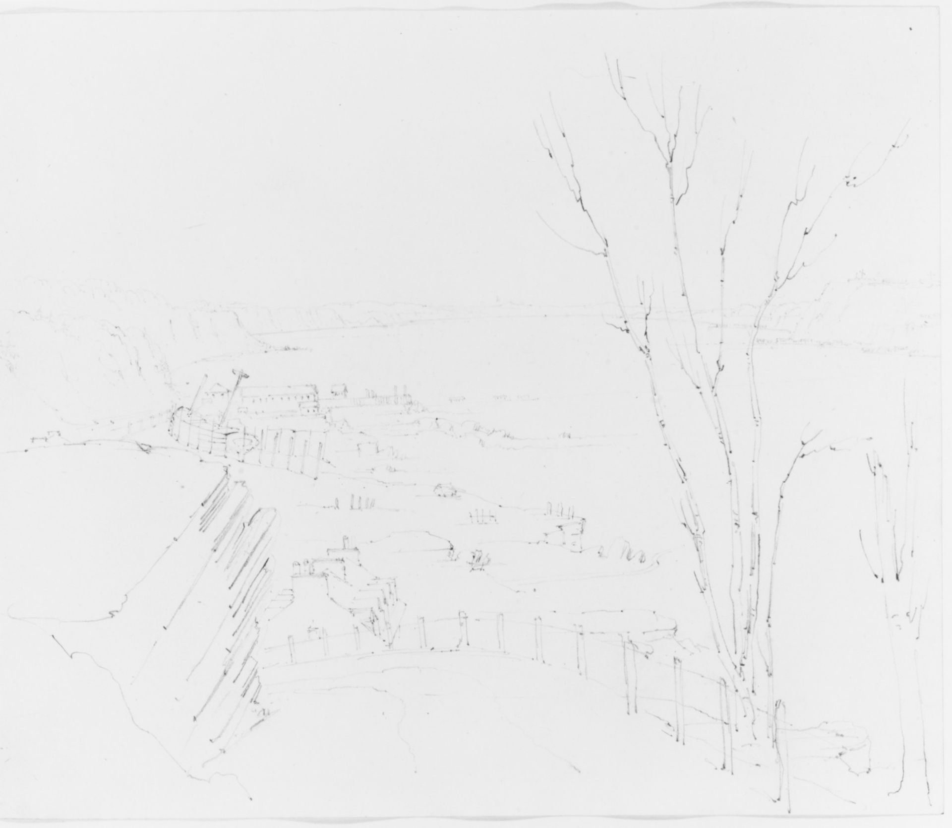 View of Shoreline from Roadway Above (from Sketchbook) by John William Casilear