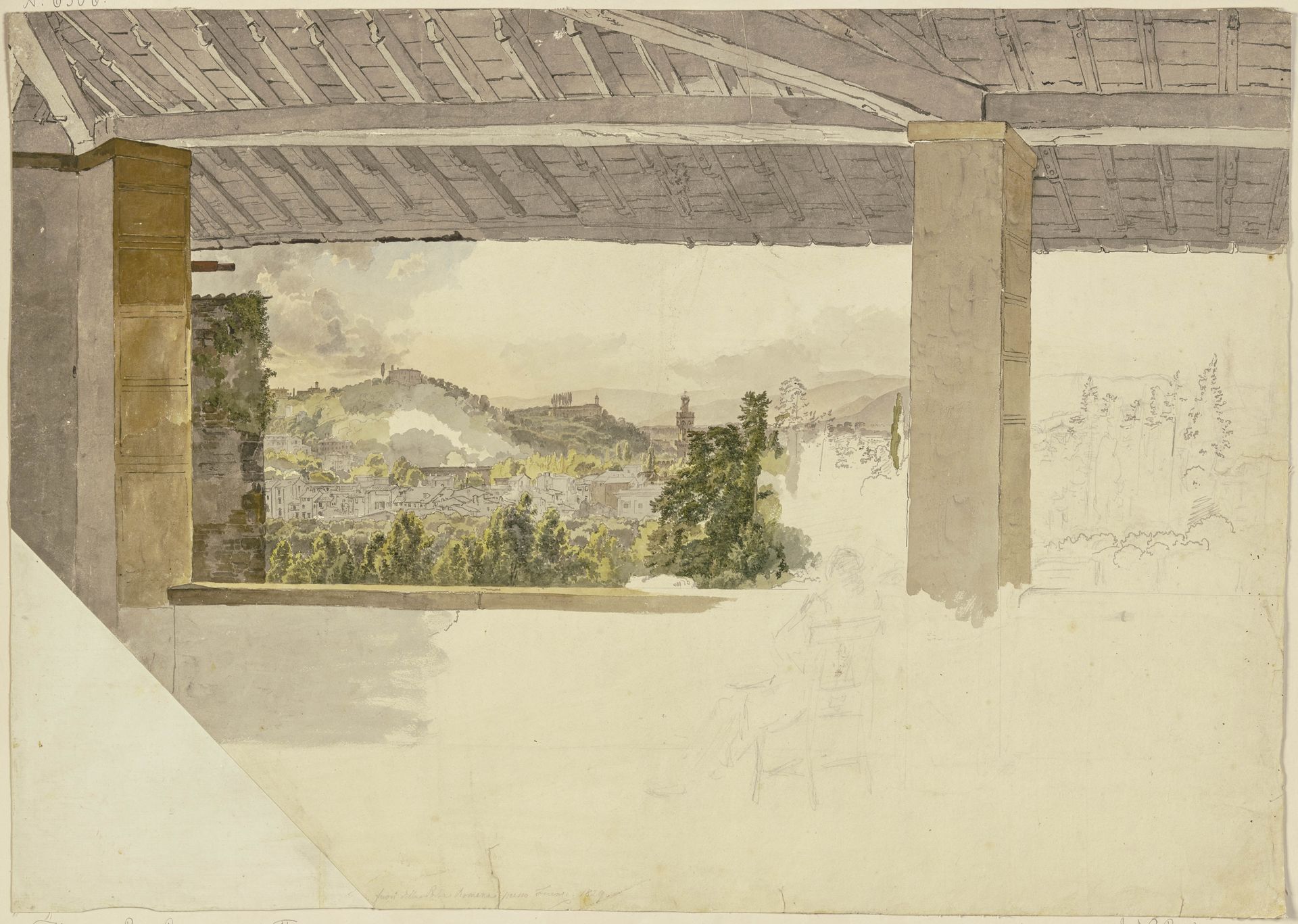 Ansicht von Florenz von einer Loggia außerhalb der Porta Ramona aus by Johann Nepomuk Rauch
