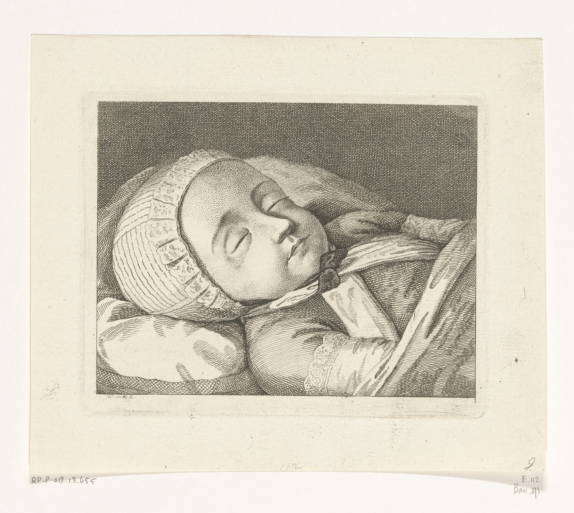 Kind op doodsbed by Daniel Nikolaus Chodowiecki