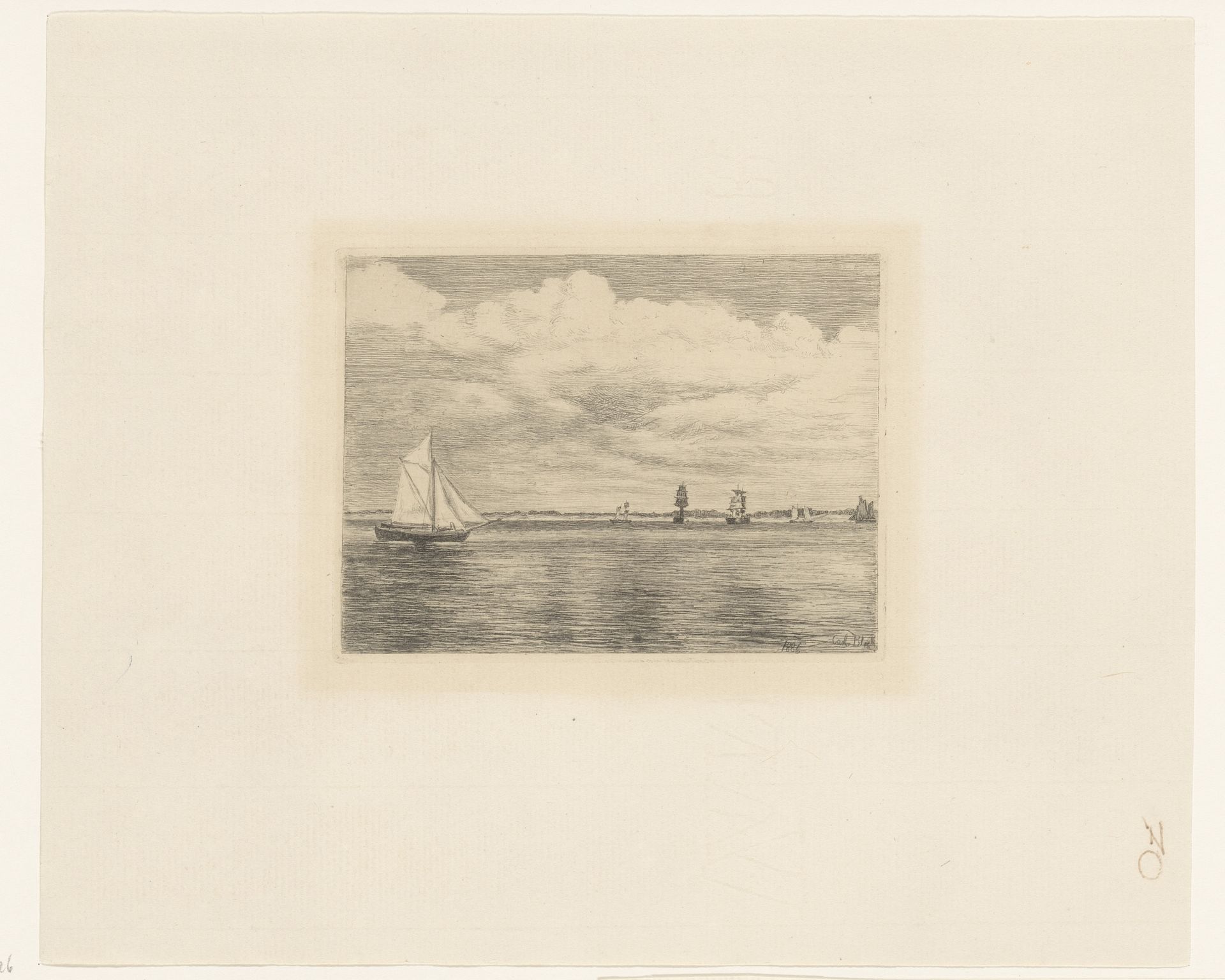 Zeilboot onder wolkenlucht by Carl Bloch