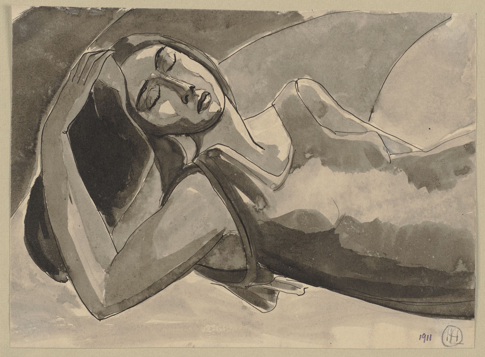 Reclined woman by Hermann Lismann