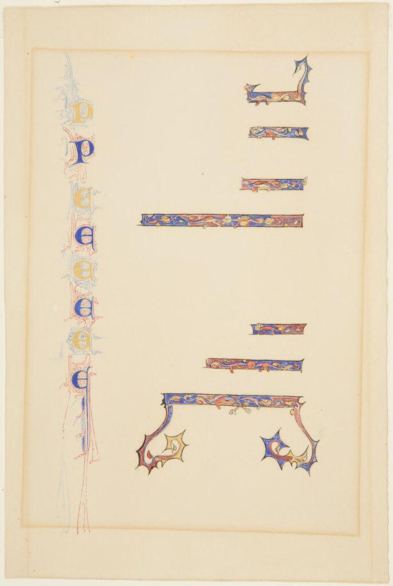Letters P and E, after French Gothic manuscript by Martin Mower