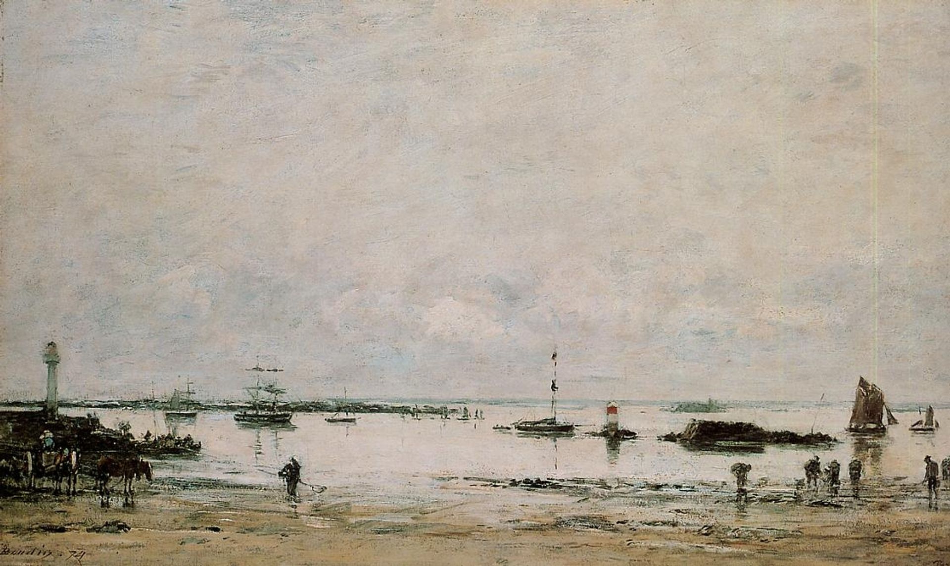 The port Portrieux at low tide by Eugène Boudin