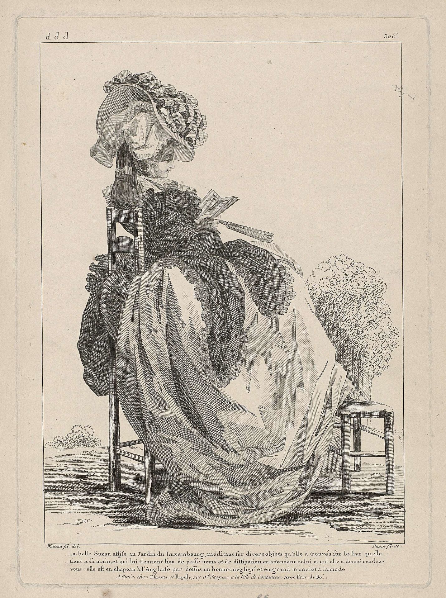 Gallerie des Modes et Costumes Français, 1785, ddd 306: La belle Suzon (...) by Nicolas Dupin