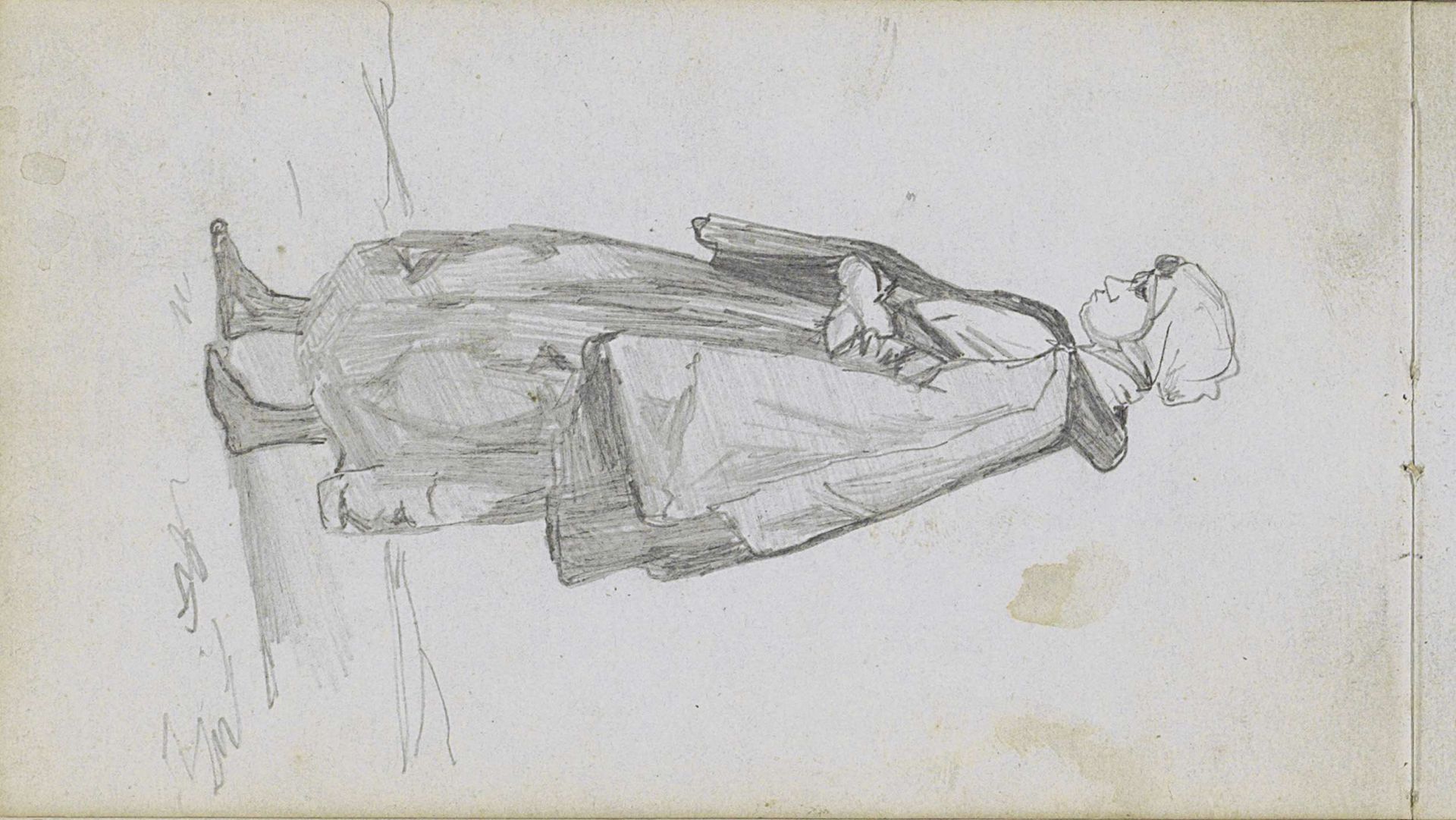 Lopend meisje met gekruiste armen by Johan Hendrik Weissenbruch