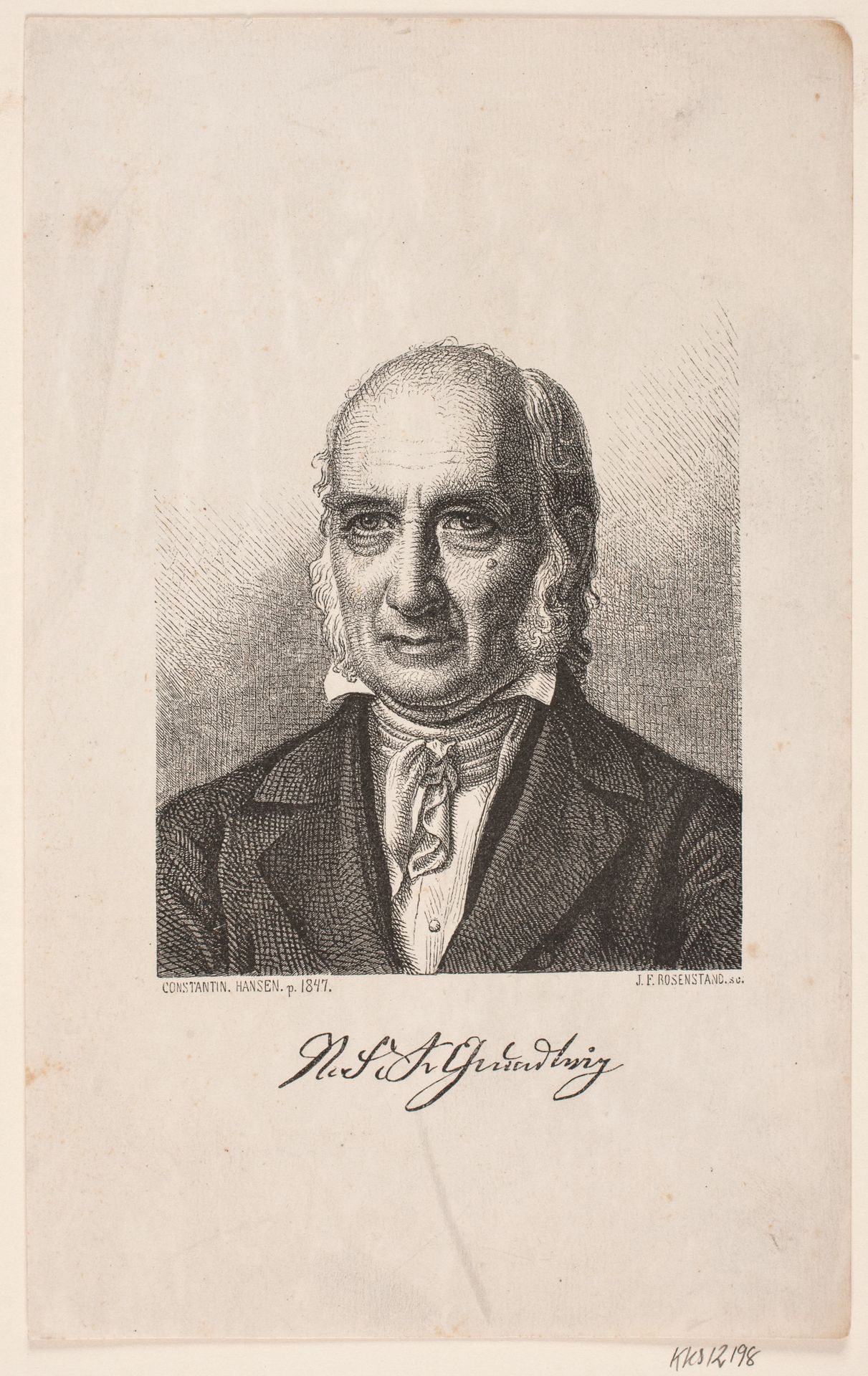 Portræt af N. F. S. Grundtvig by Johan Frederik Rosenstand