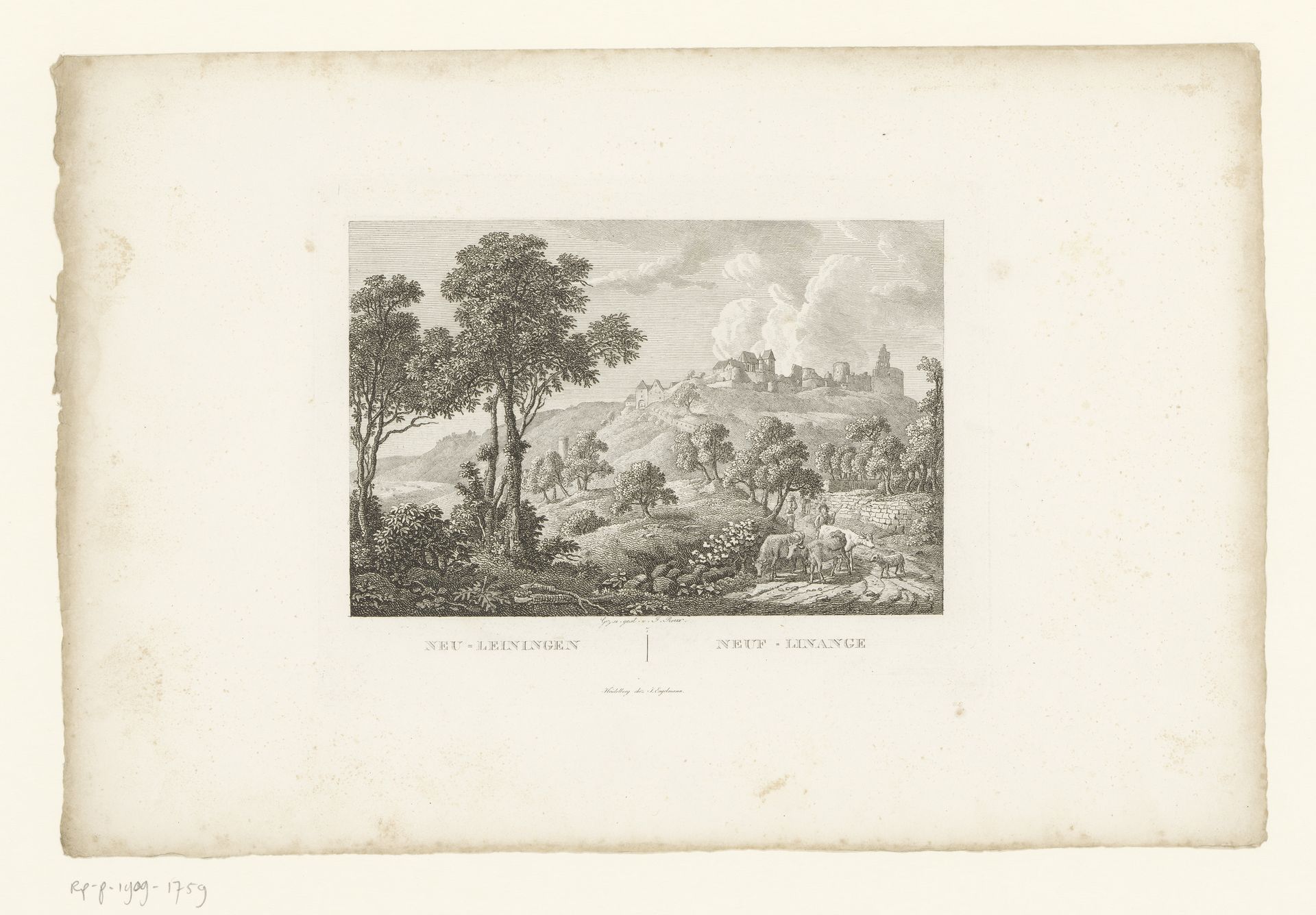 Gezicht op kasteel Waldleiningen by Jakob Wilhelm Christian Roux