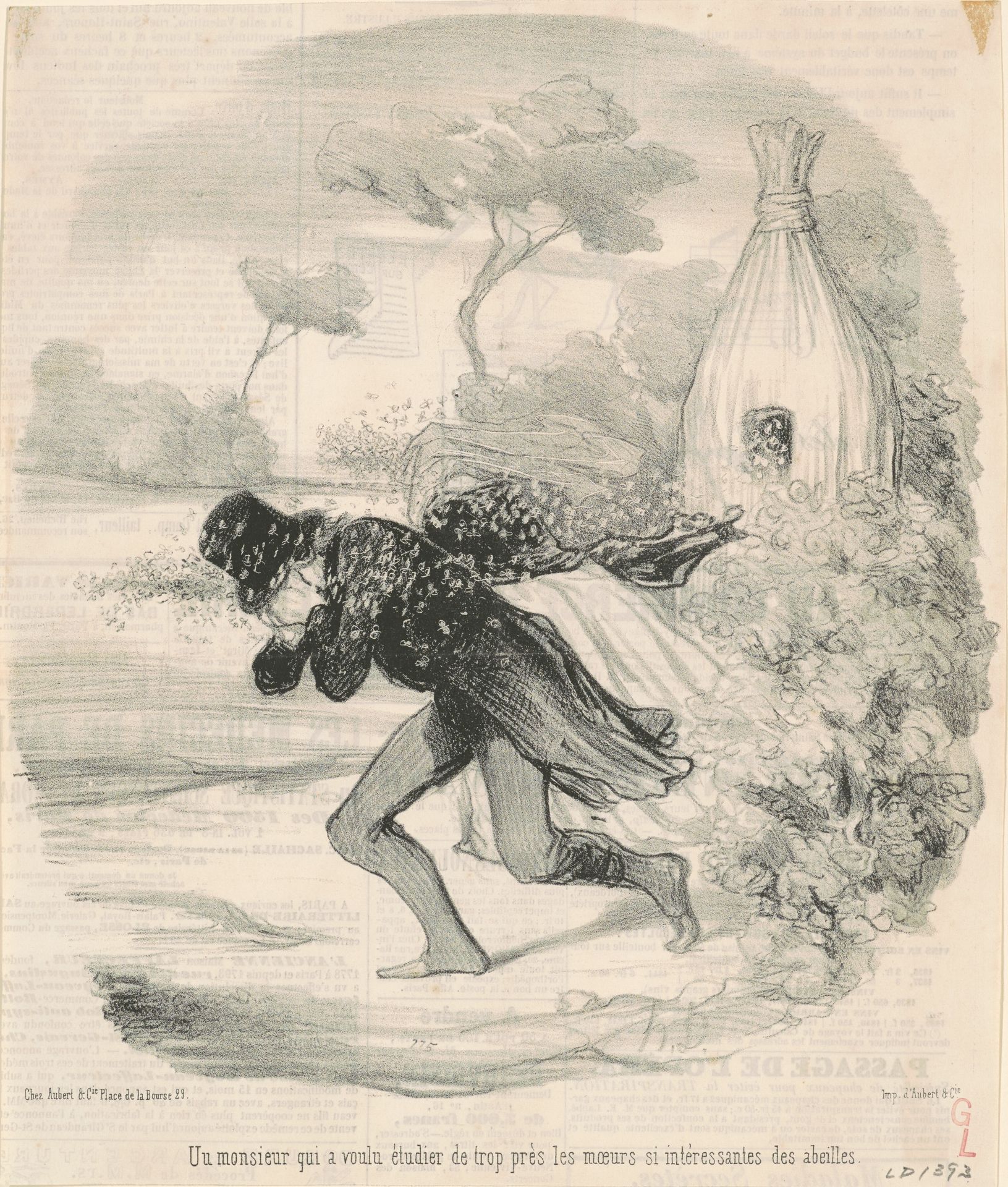 Un monsieur qui voulu étudier ... les moeurs ... des abeilles by Honoré Daumier