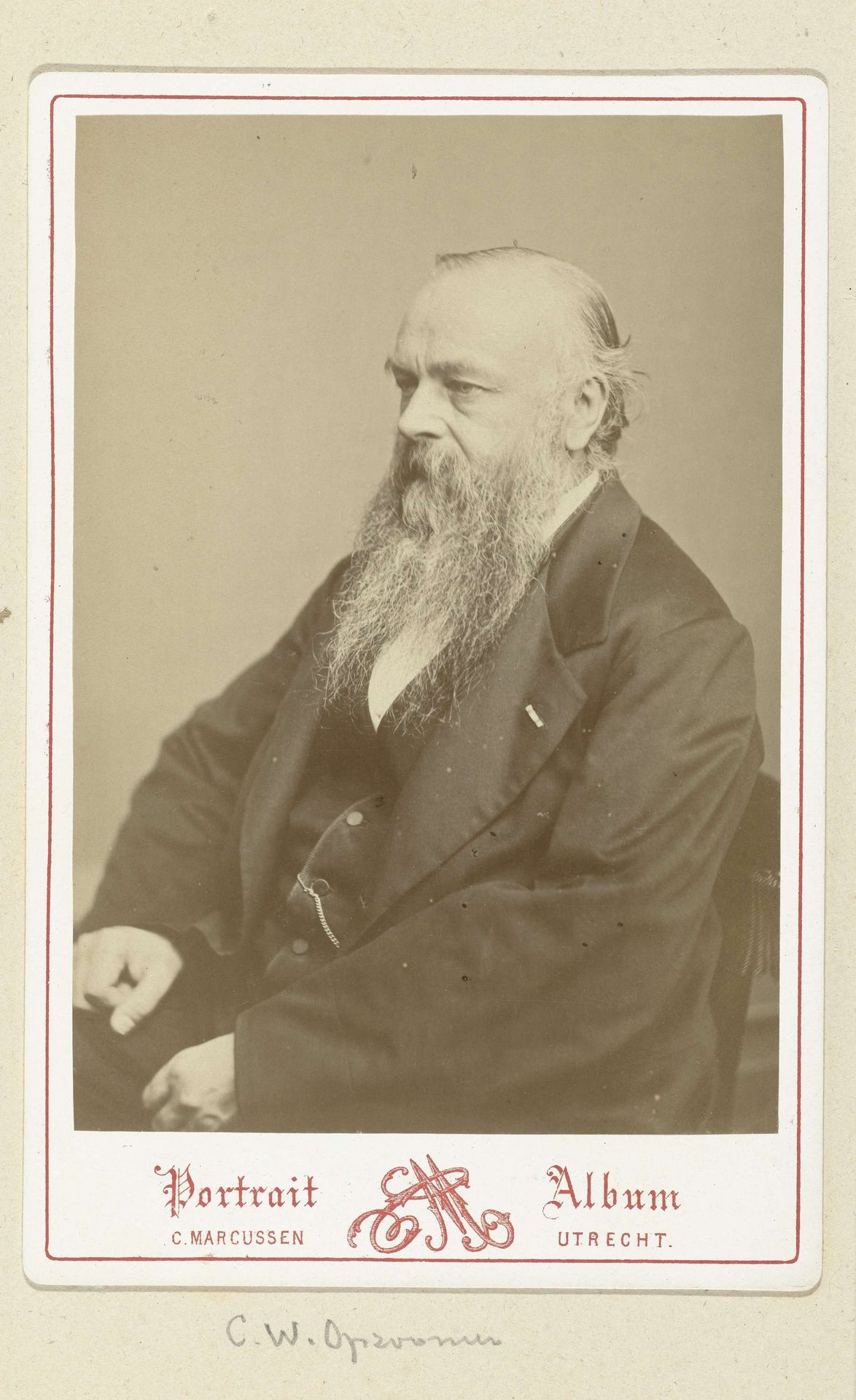 Portret van C.W. Opzoomer, hoogleraar in de faculteit der Letteren en Wijsbegeerte aan de universiteit van Utrecht by Christaan Marcussen