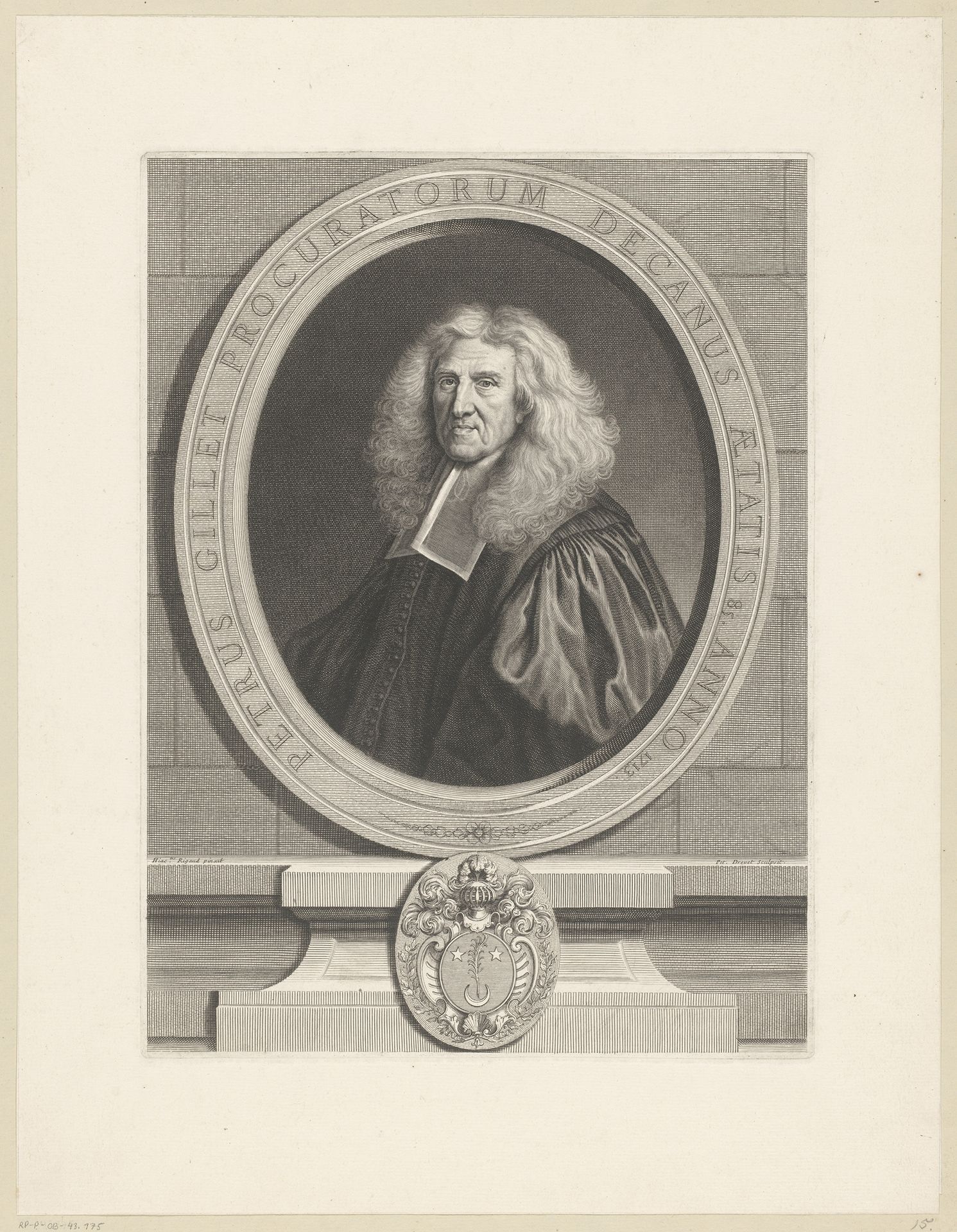 Portret van Pierre Gillet by Pierre Drevet