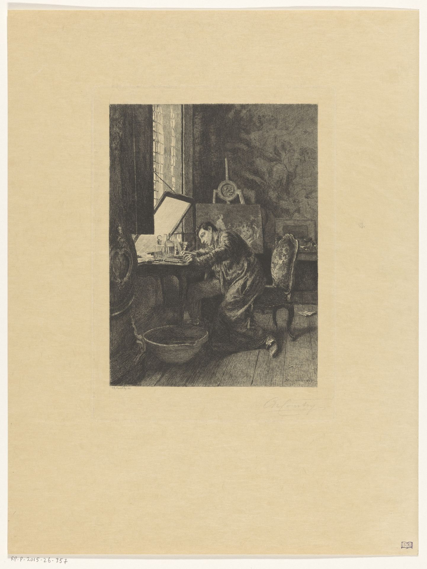 Etser aan het werk by Charles Courtry