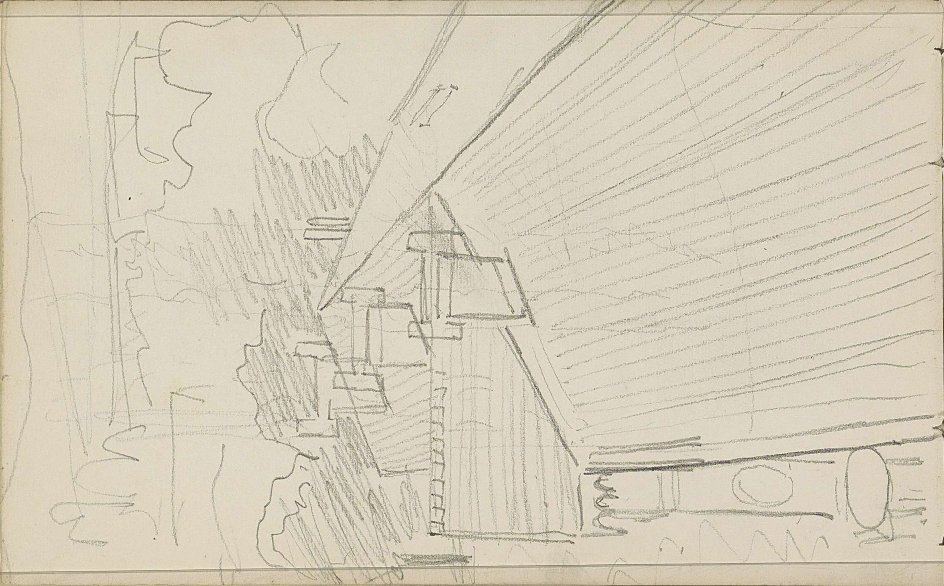 Daken van huizen, van boven gezien by Anton Mauve