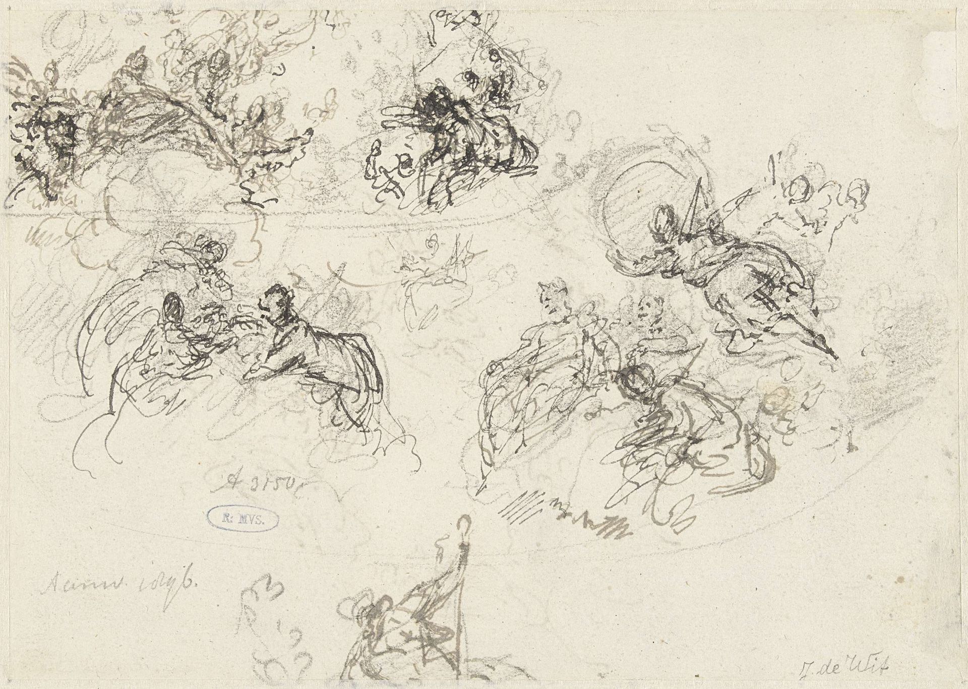 Schets voor plafondschildering by Jacob de Wit