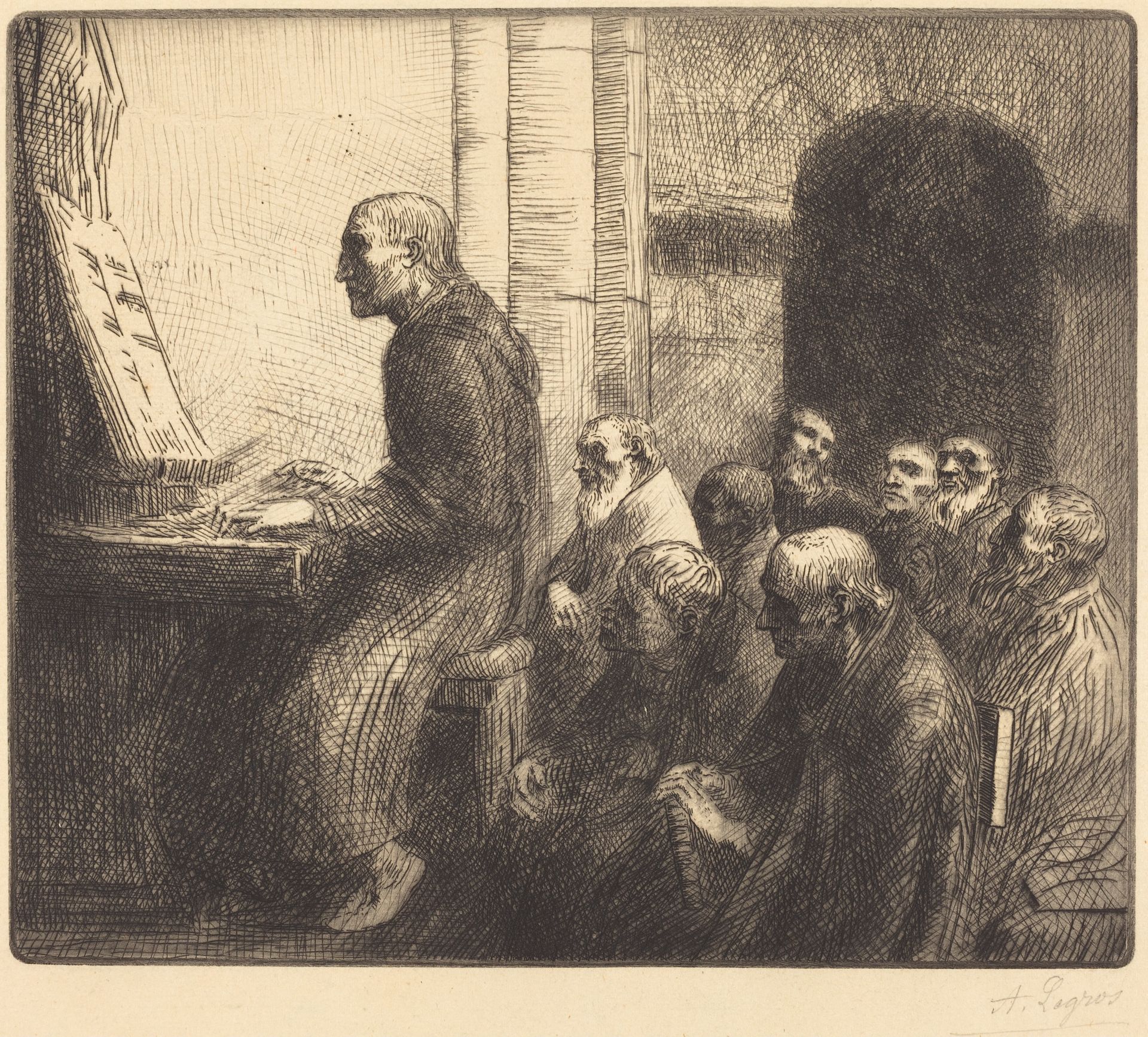 Monk Playing the Organ in Church (Moine jouant de l'orgue a l'eglise) by Alphonse Legros