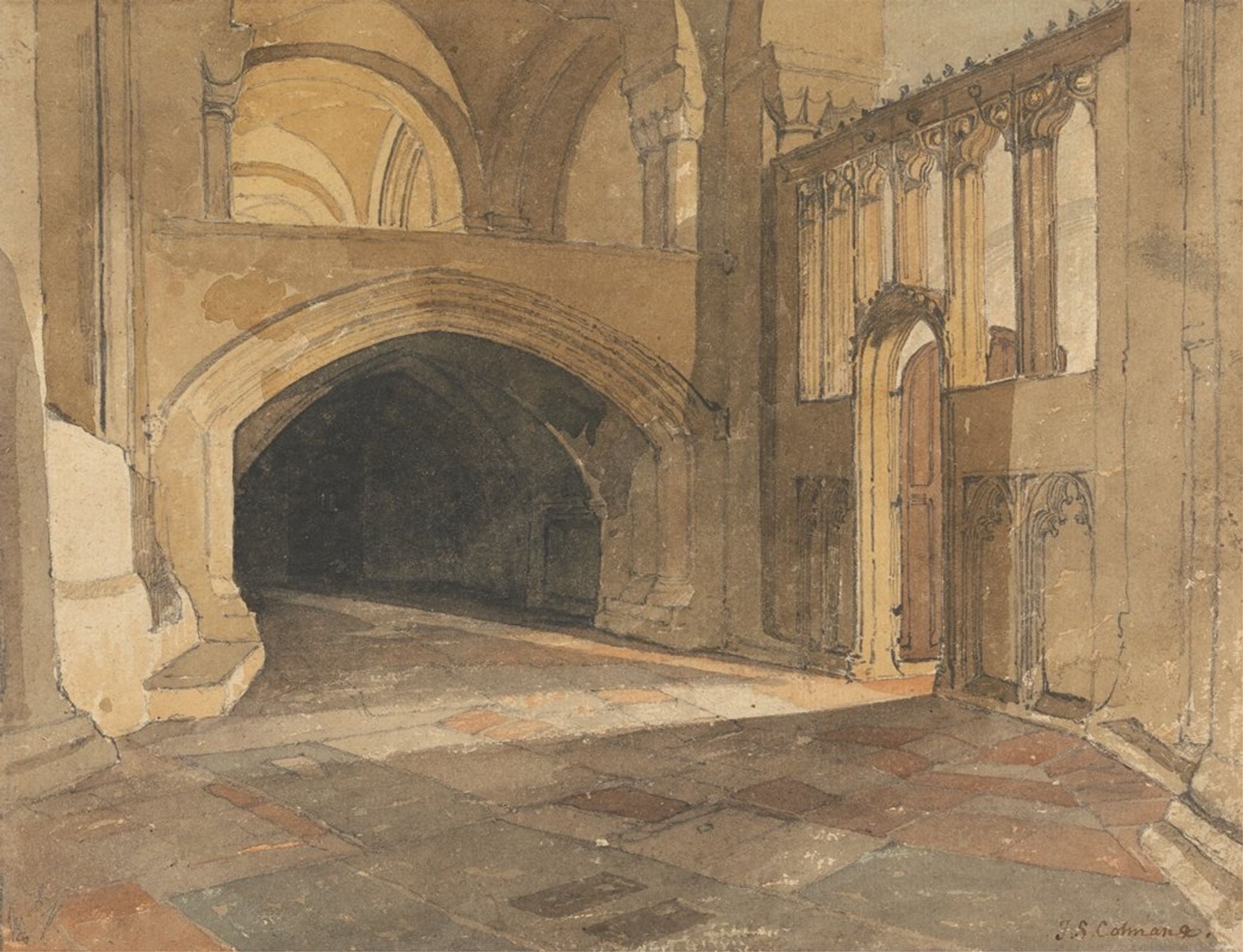 Norwich Cathedral; Entrance to Jesus Chapel by John Sell Cotman