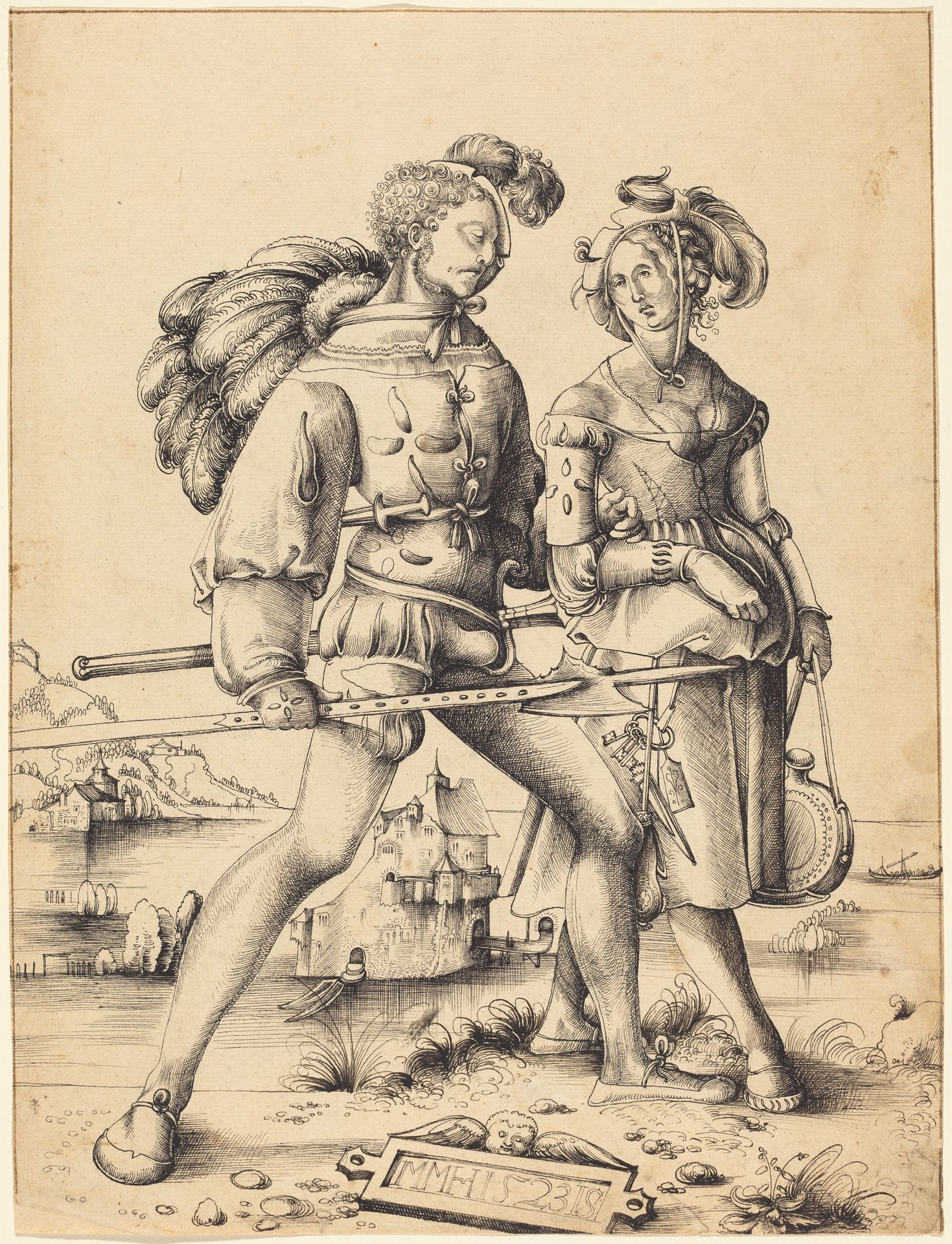 A Soldier Walking with a Camp Follower by Urs Graf