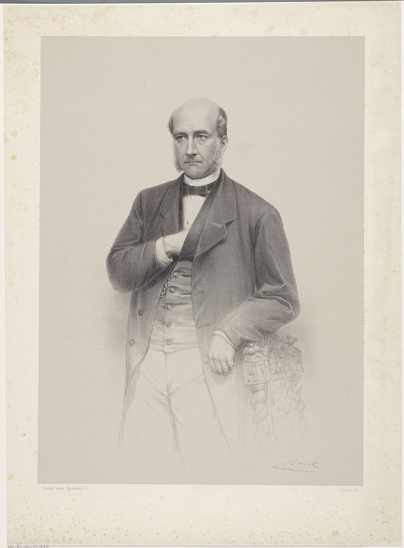 Portret van een staande onbekende man by Adrien Canelle