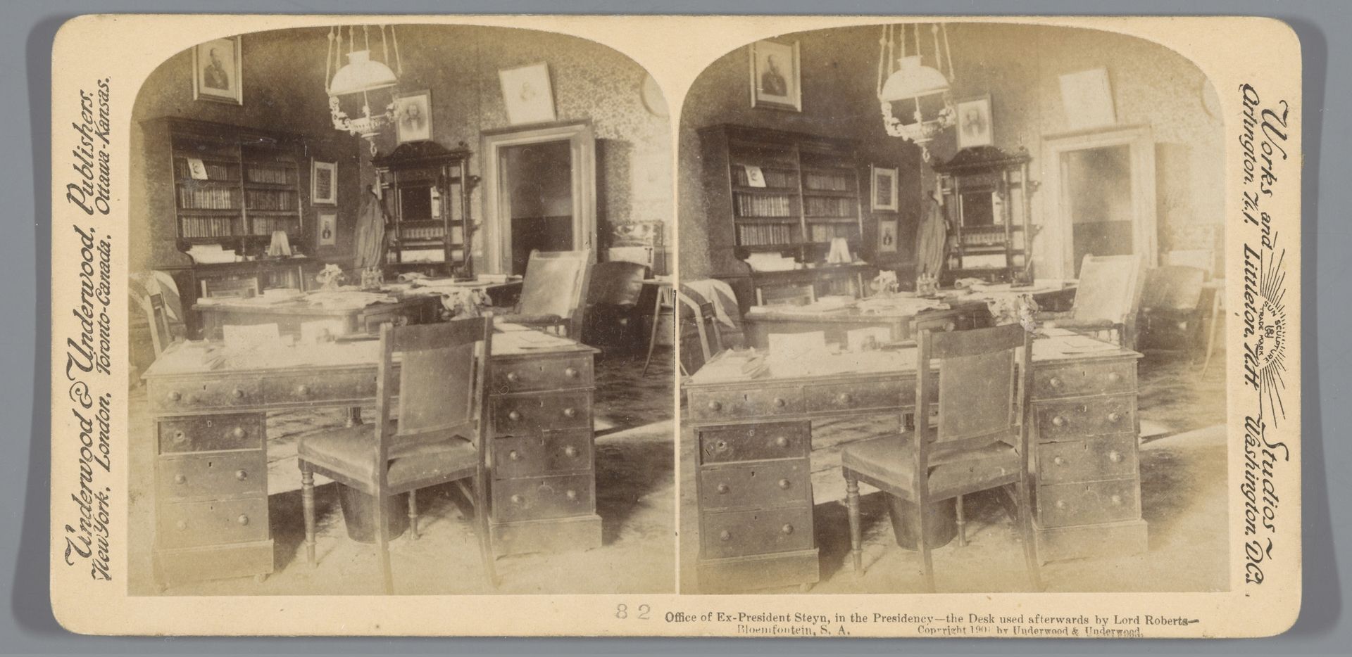 Interieur van het kantoor van oud-president Steyn in Bloemfontein dat later in gebruik werd genomen door Lord Roberts (Frederick Sleigh Roberts) by Anonymous