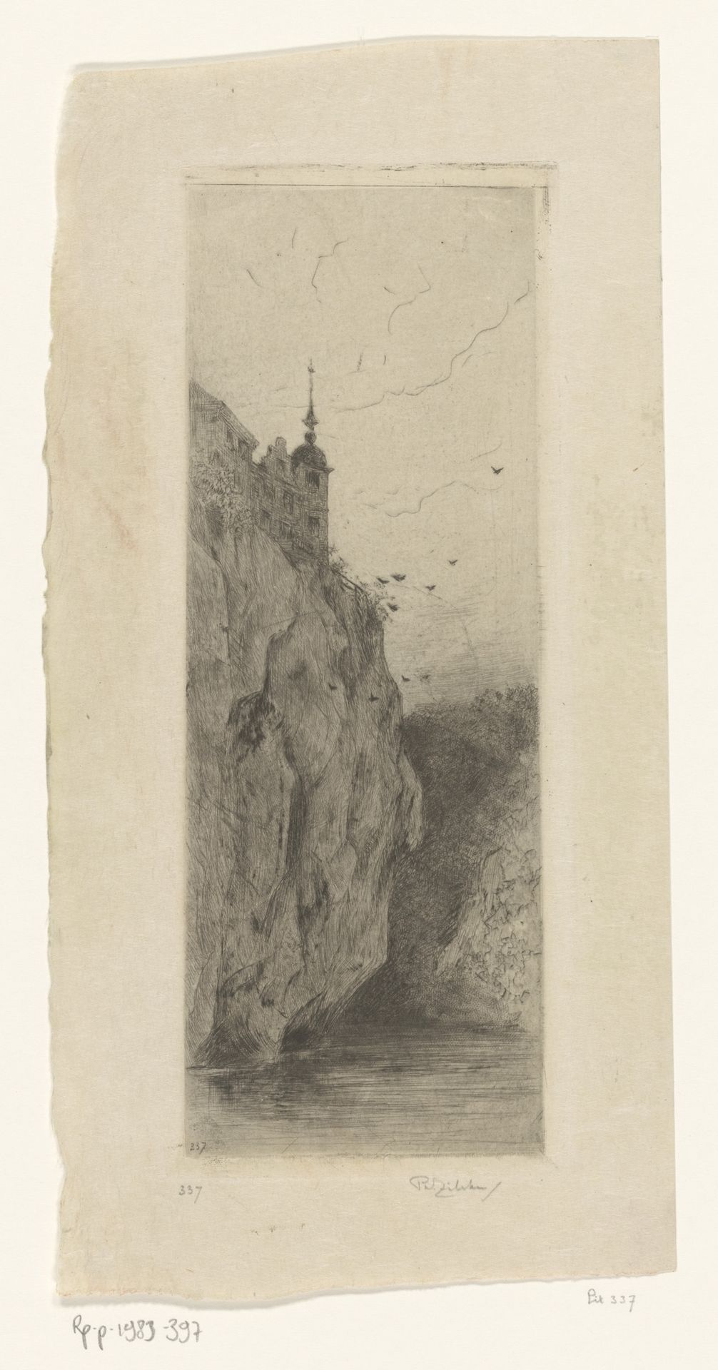Gezicht op het kasteel van Walzin by Philip Zilcken